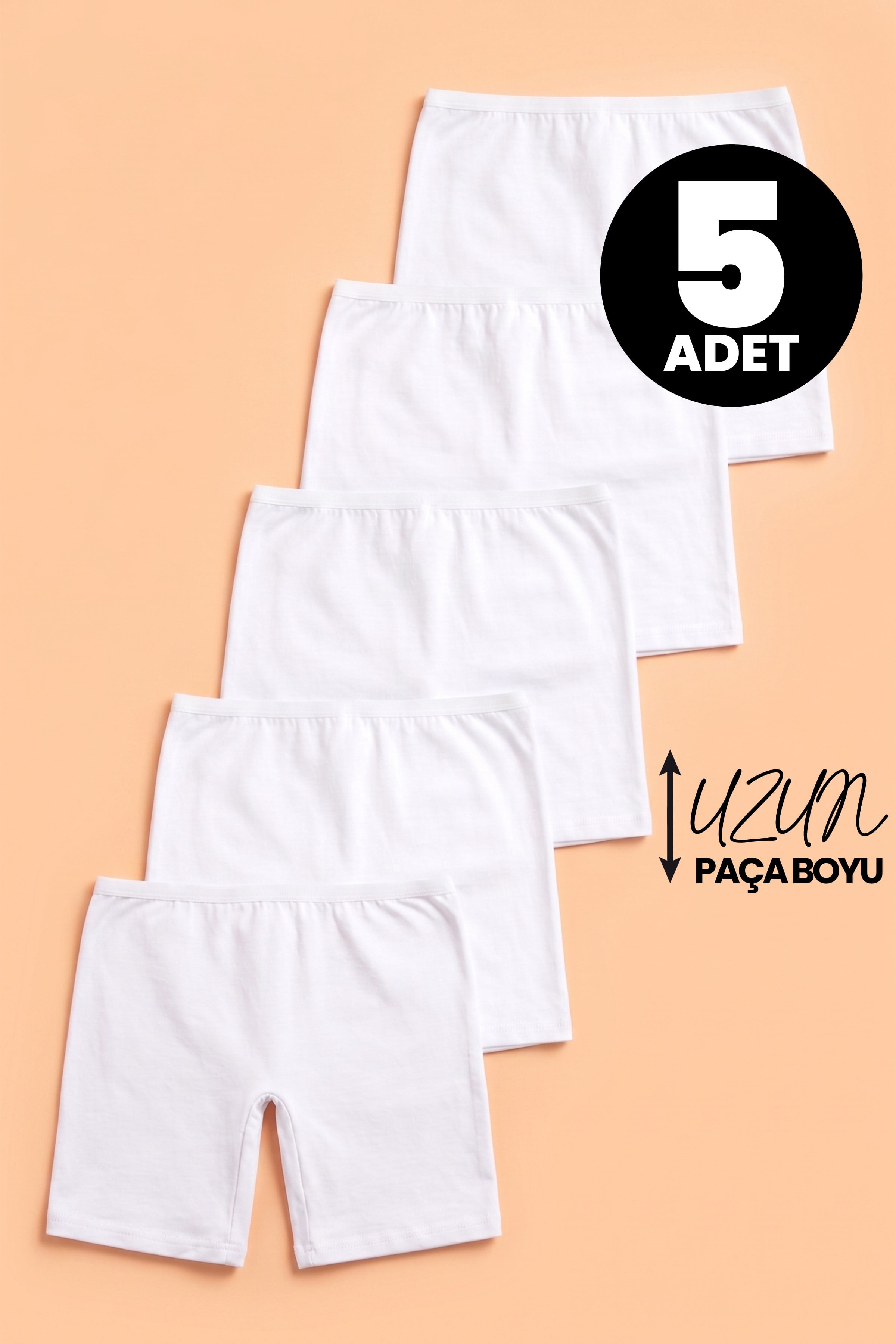 Öts Kız Çocuk 5'li Pamuklu Boxer  Uzun Premium Günlük Kullanım (8254-5)