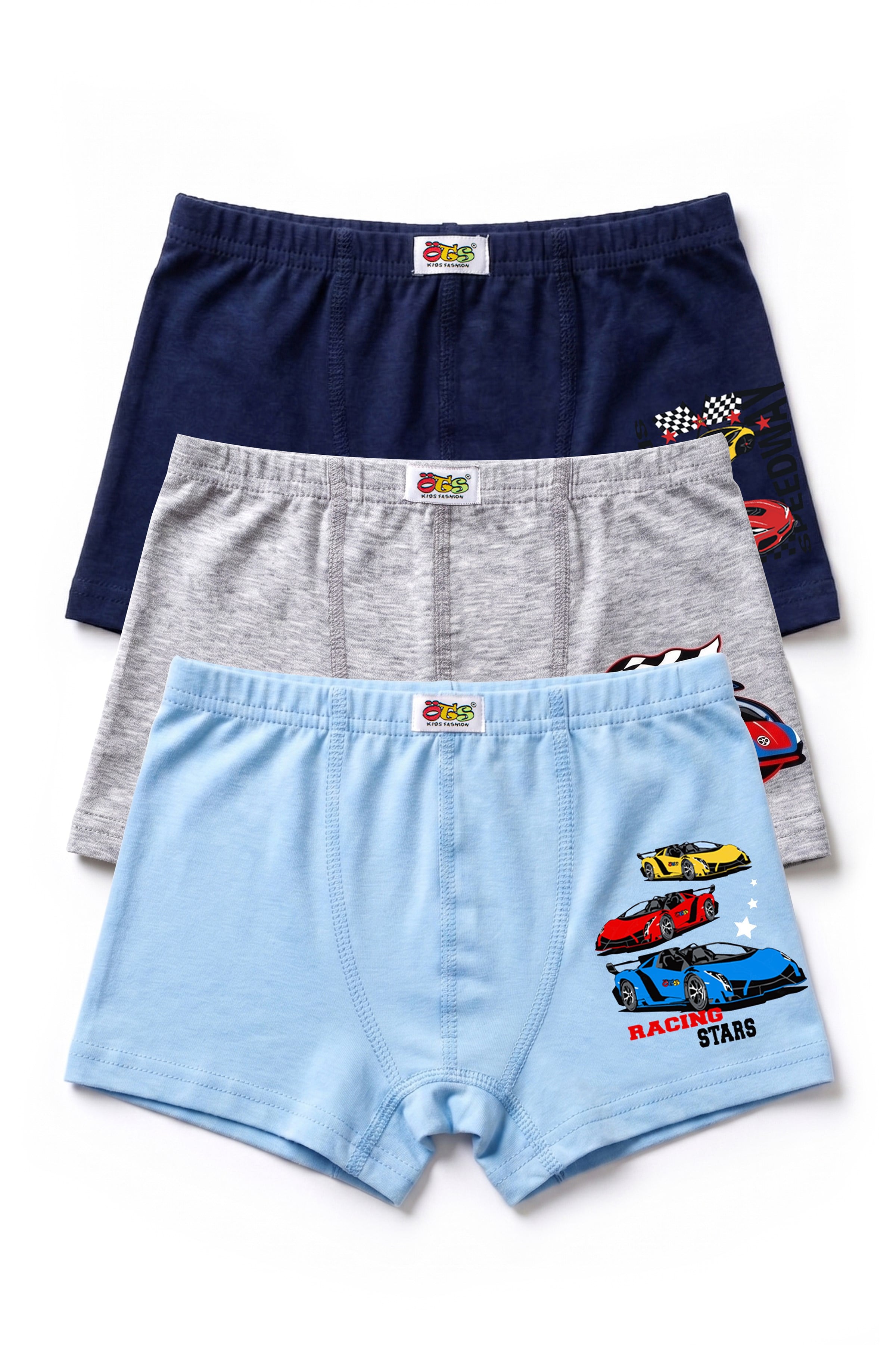 Öts Erkek Çocuk 3'lü Pamuklu Boxer Baskılı Premium Günlük Kullanım (7398-3)