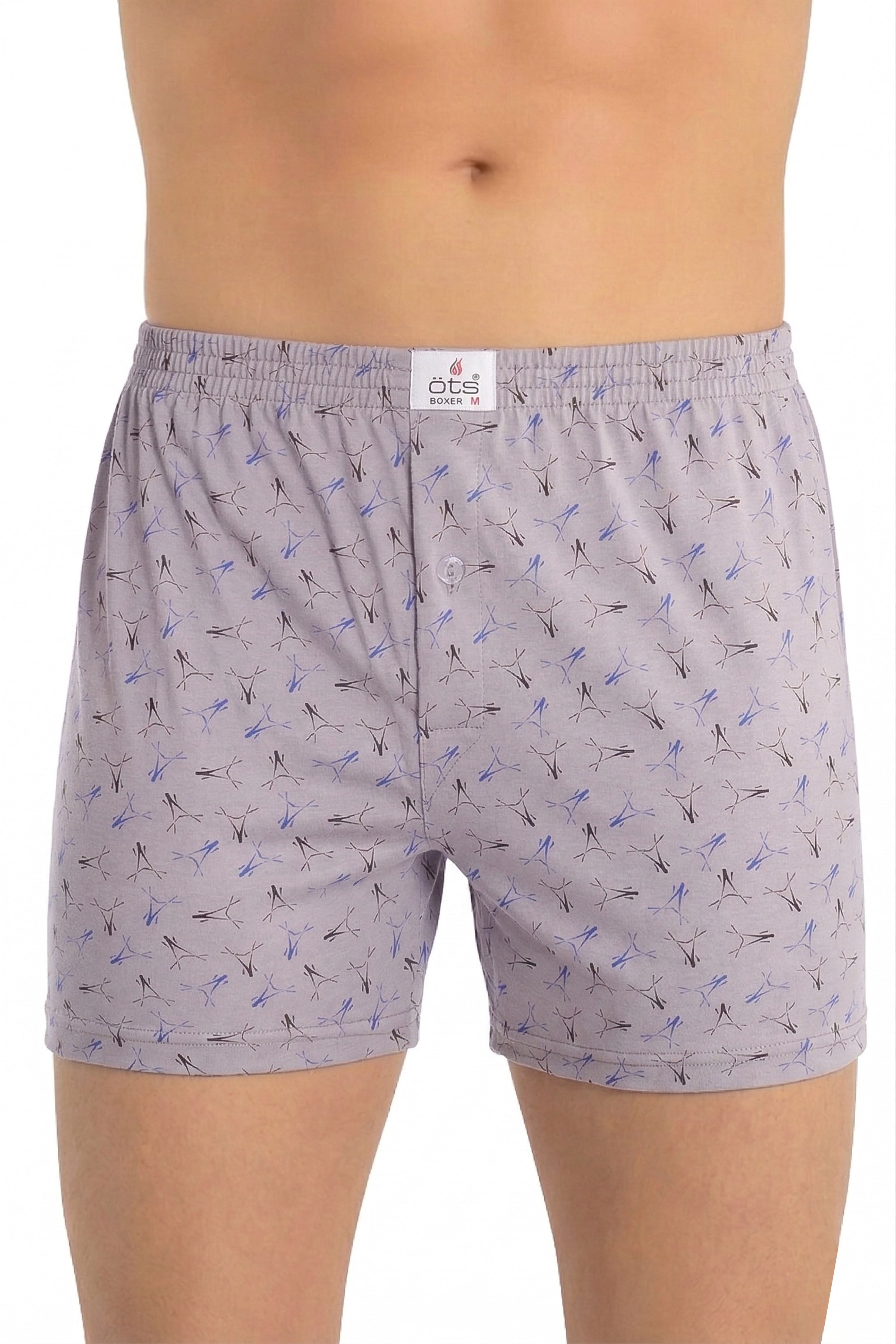 Öts 6'lı Erkek Boxer Desenli, Düğmeli (%100 Pamuk)