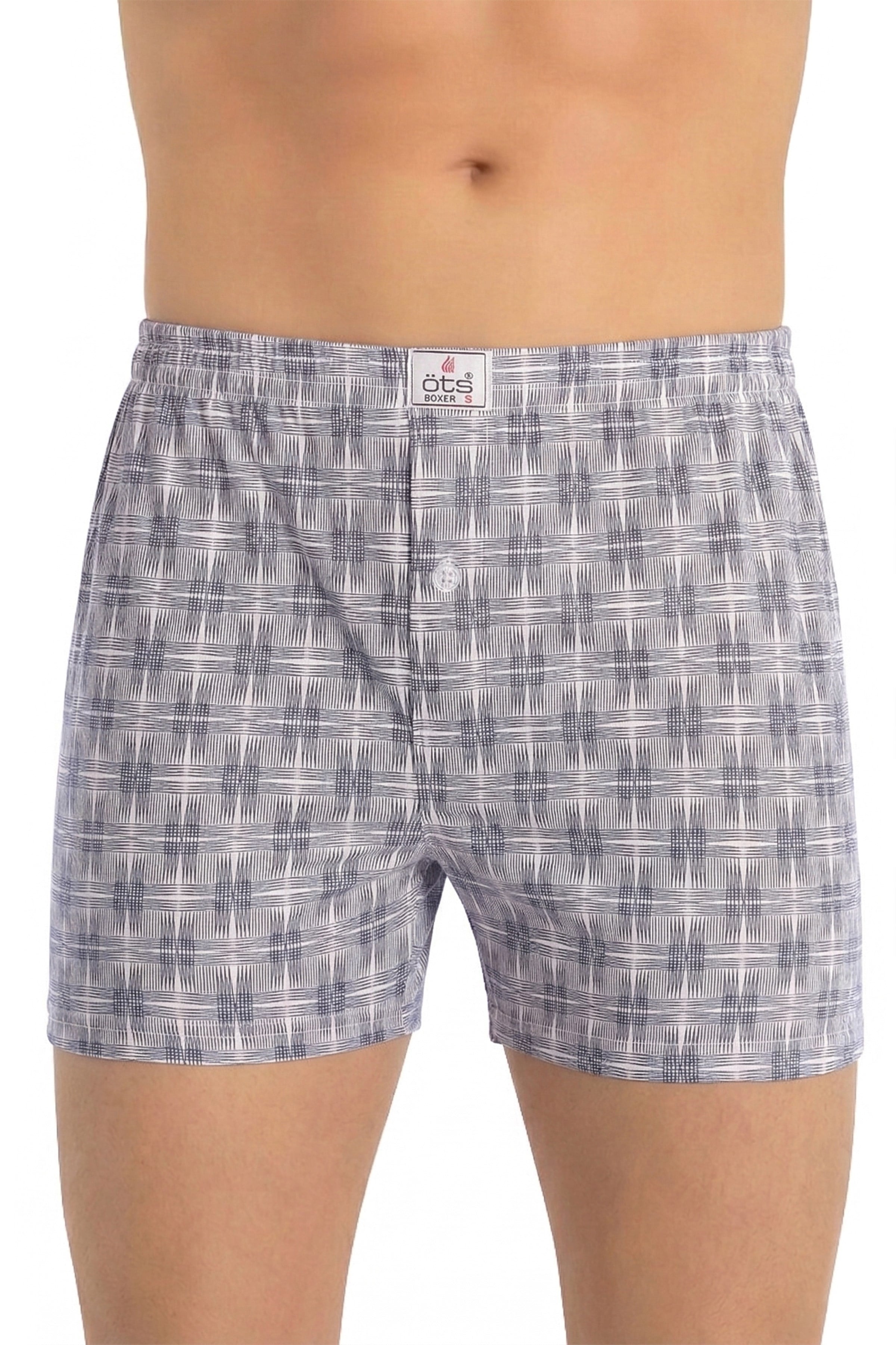 Öts 6'lı Erkek Boxer Desenli, Düğmeli (%100 Pamuk)