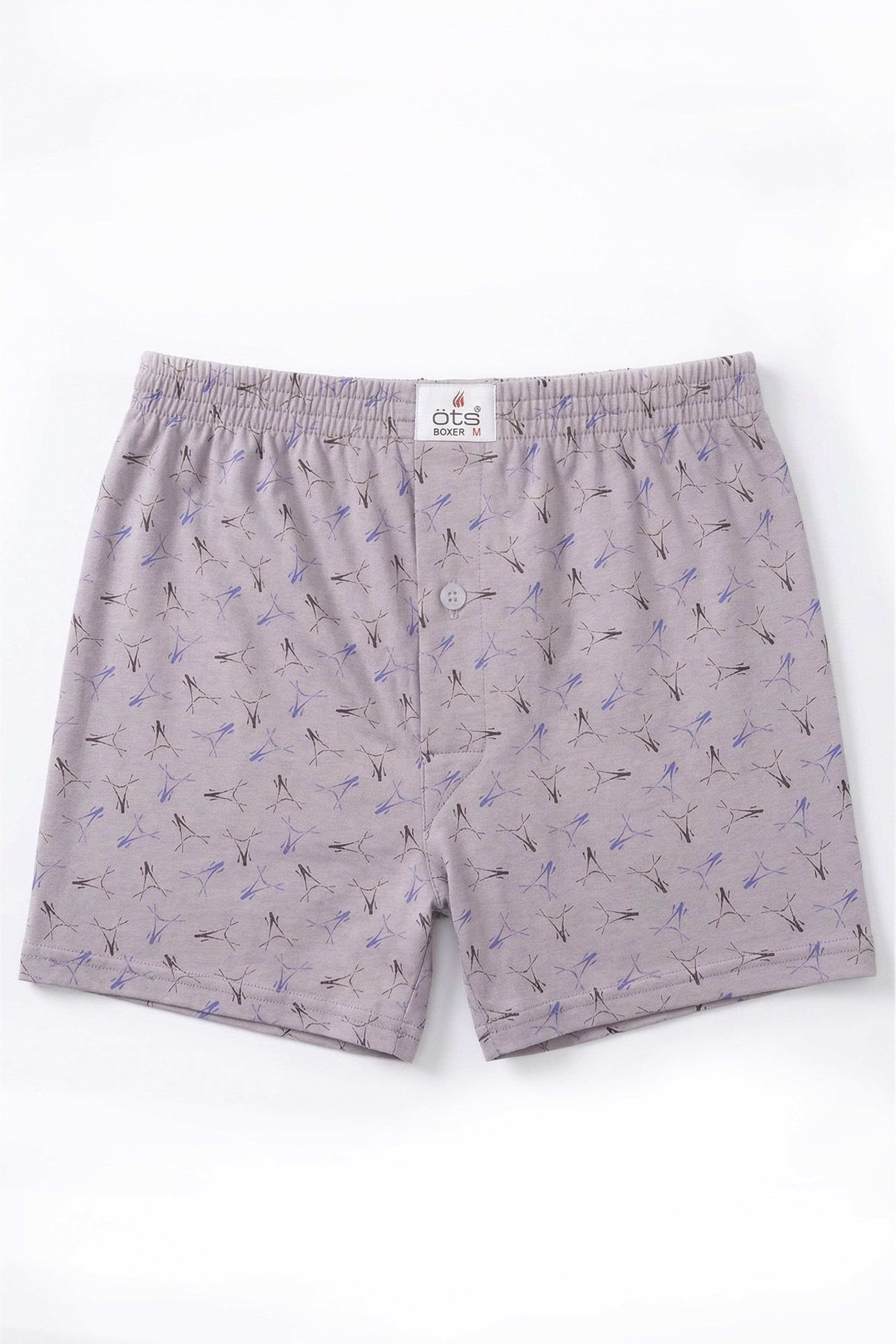 Öts 6'lı Erkek Boxer Desenli, Düğmeli (%100 Pamuk)