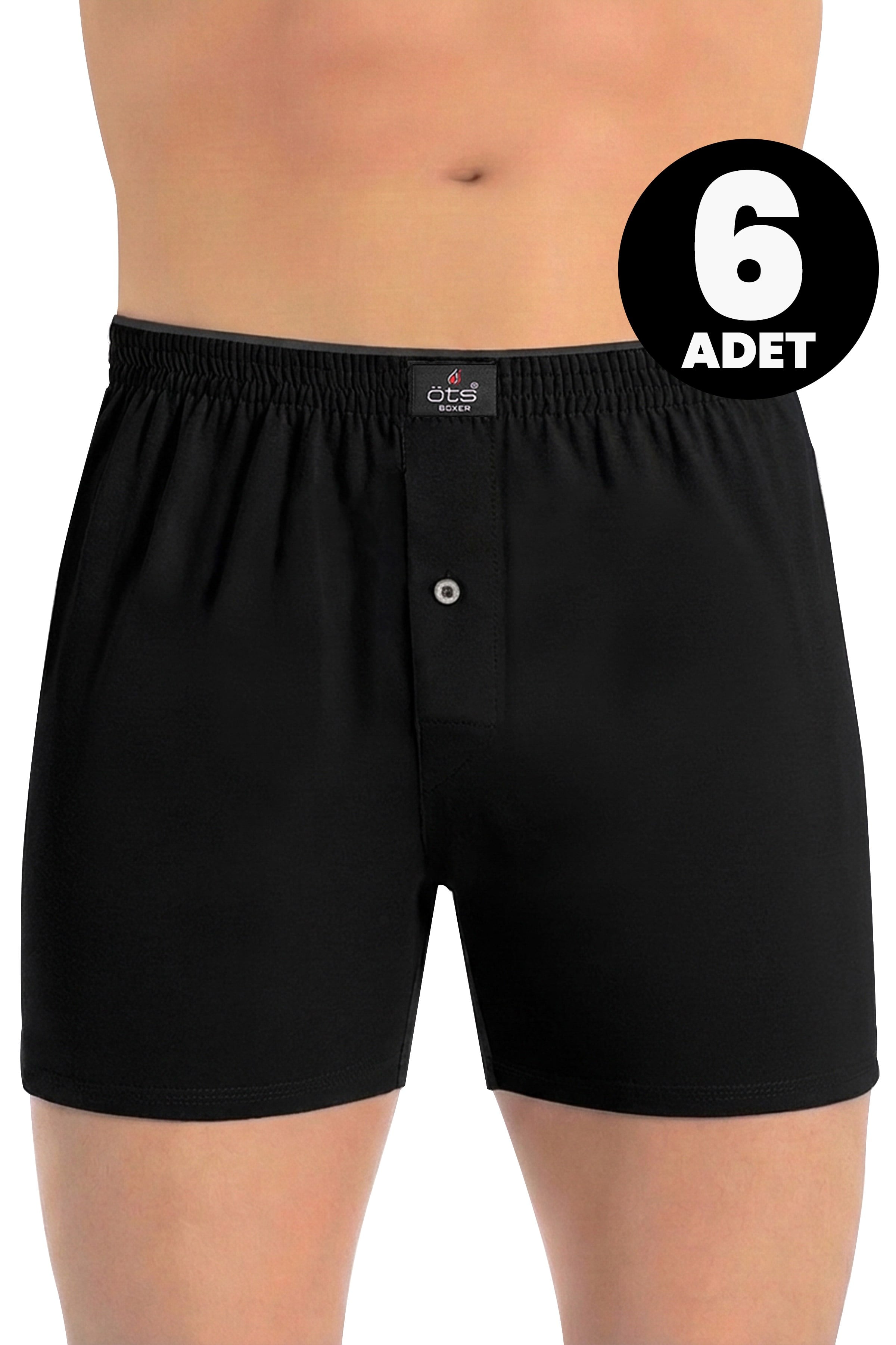 Öts 6'lı Erkek Boxer Düğmeli, Süprem Kumaş (%100 Pamuk)