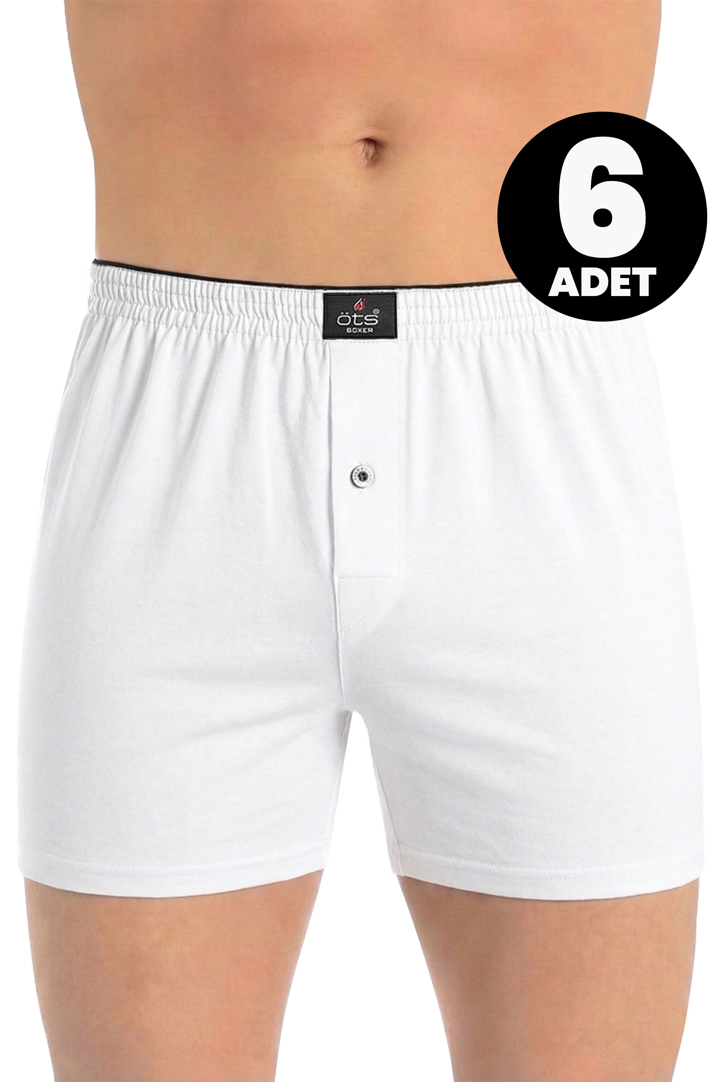 Öts 6'lı Erkek Boxer Düğmeli, Süprem Kumaş (%100 Pamuk)