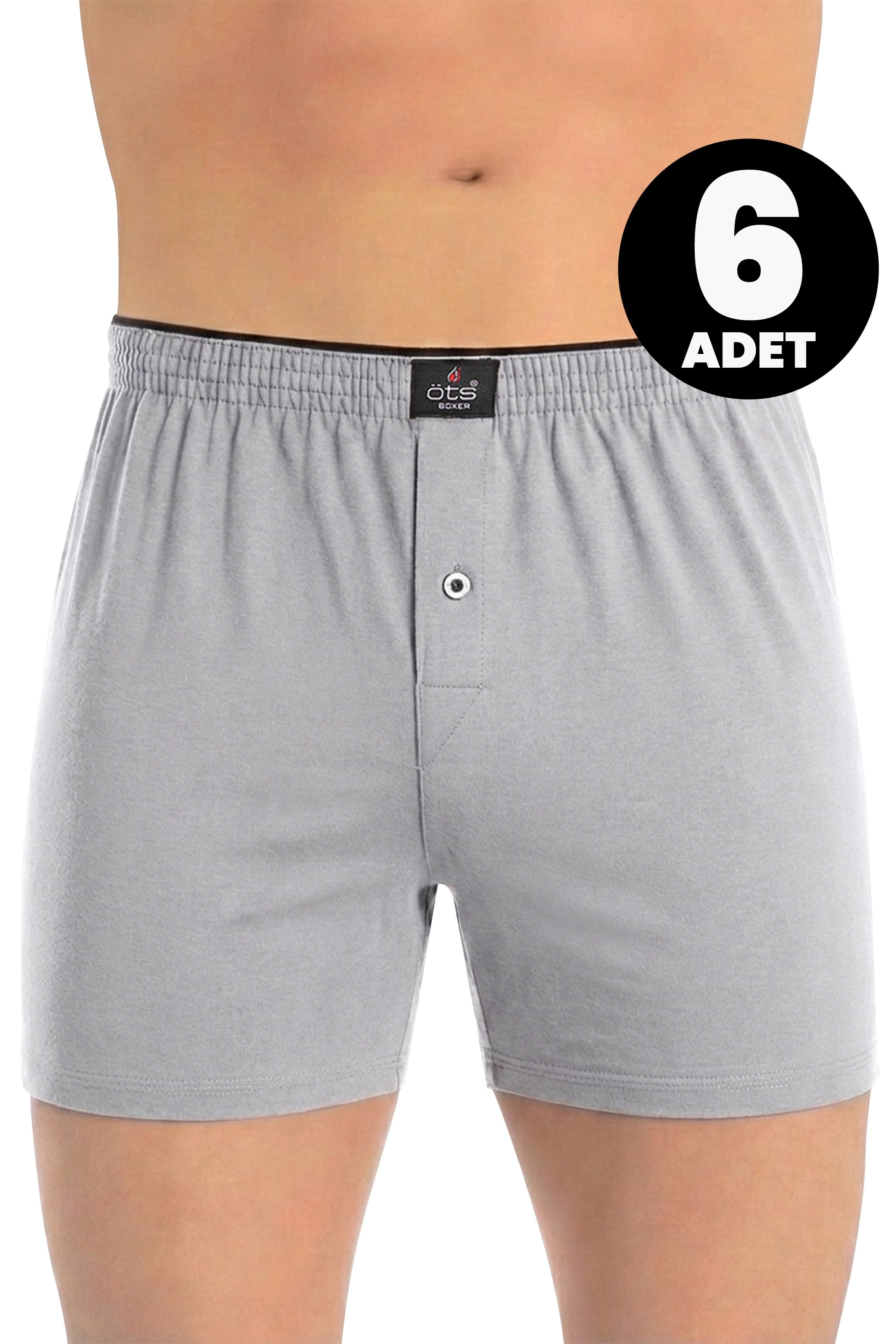 Öts 6'lı Erkek Boxer Düğmeli, Süprem Kumaş (%100 Pamuk)