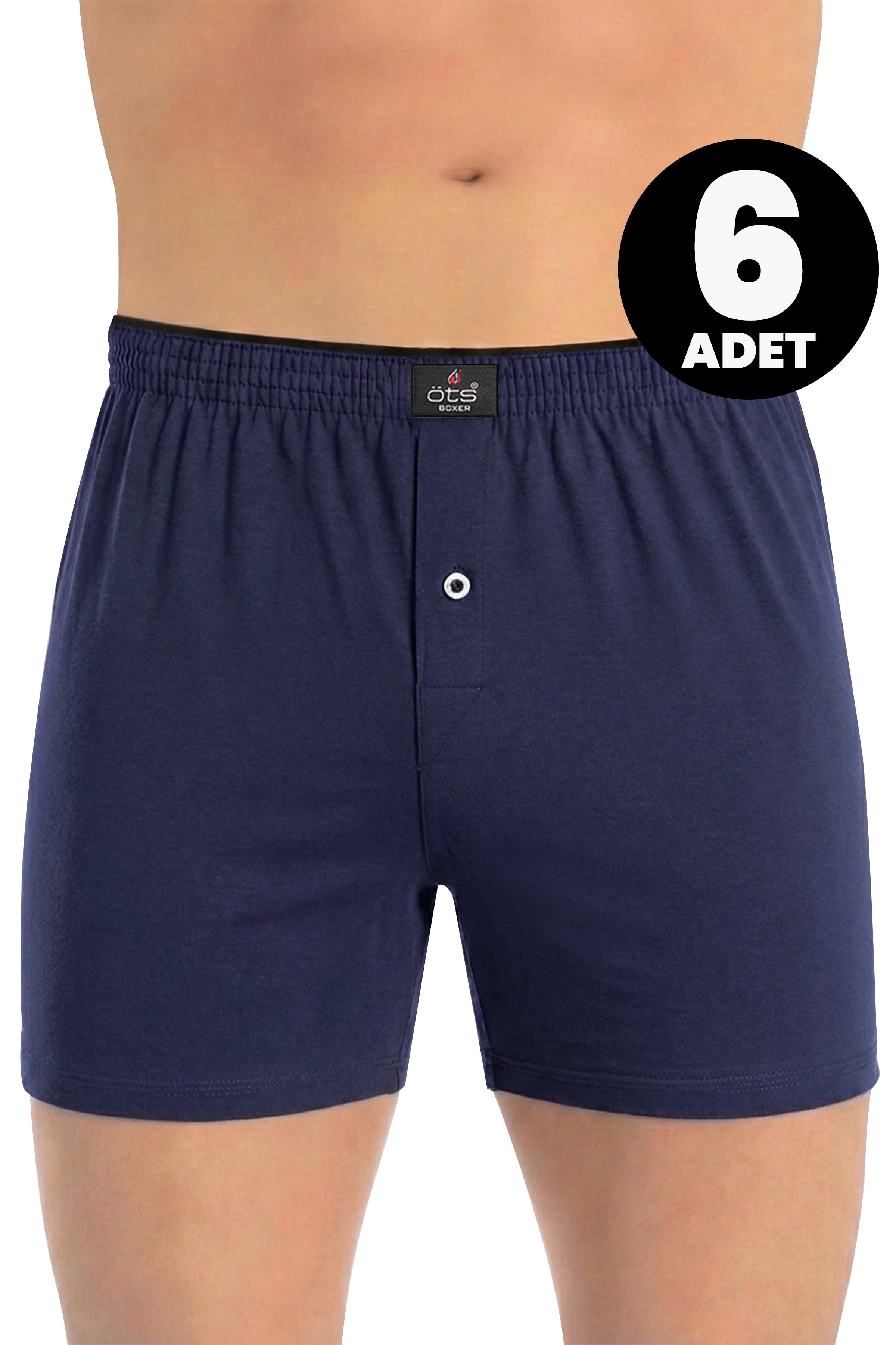 Öts 6'lı Erkek Boxer Düğmeli, Süprem Kumaş (%100 Pamuk)