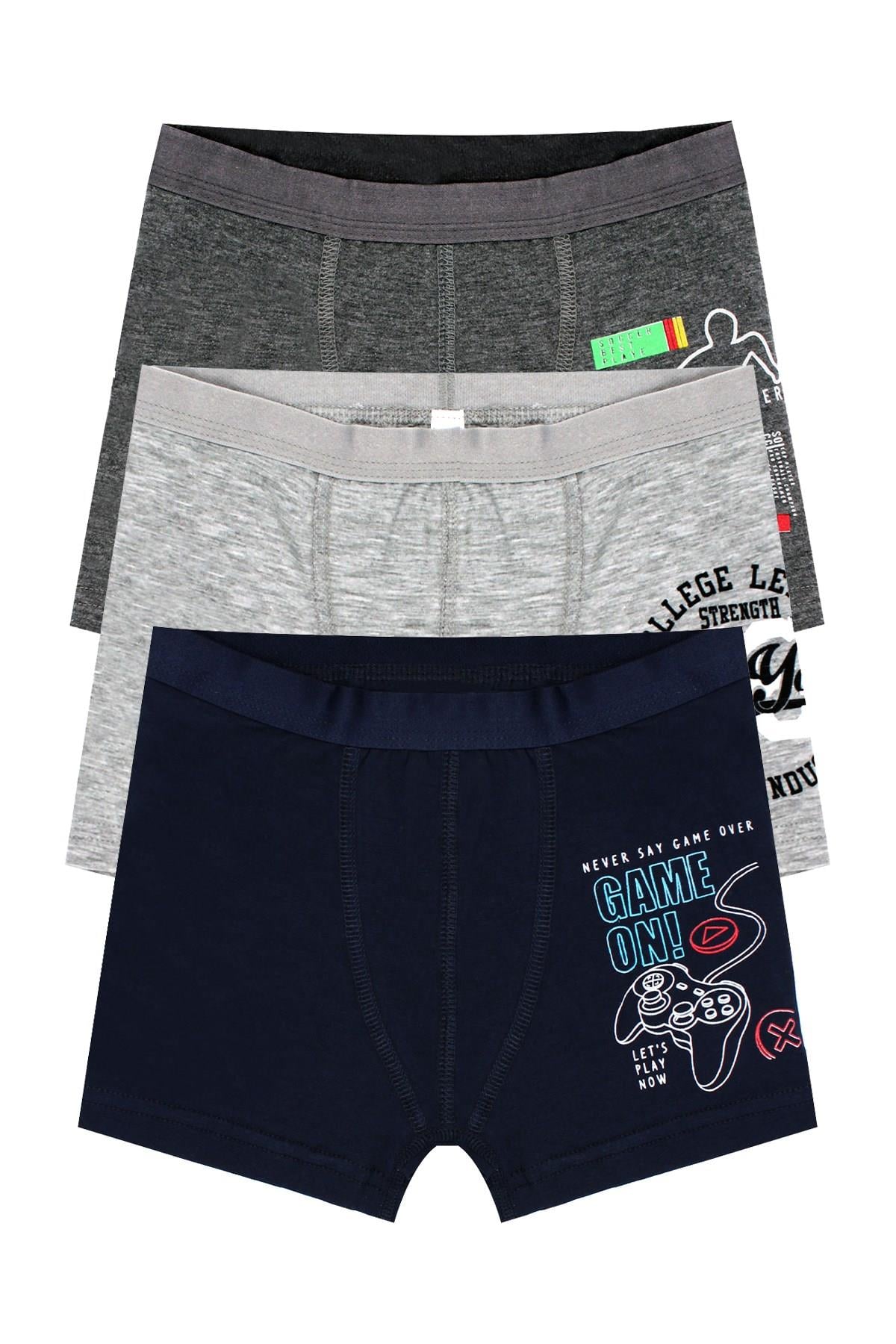 Öts Erkek Çocuk Boxer 3'lü Baskılı (%96 Pamuk - %4 Elastan)
