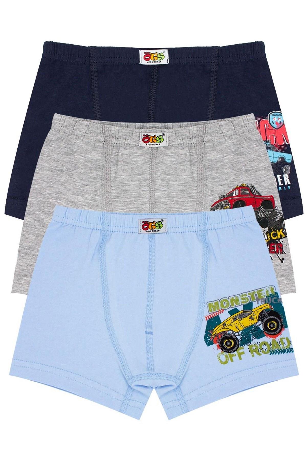 Öts Erkek Çocuk Boxer 3'lü Baskılı (%96 Pamuk - %4 Elastan)