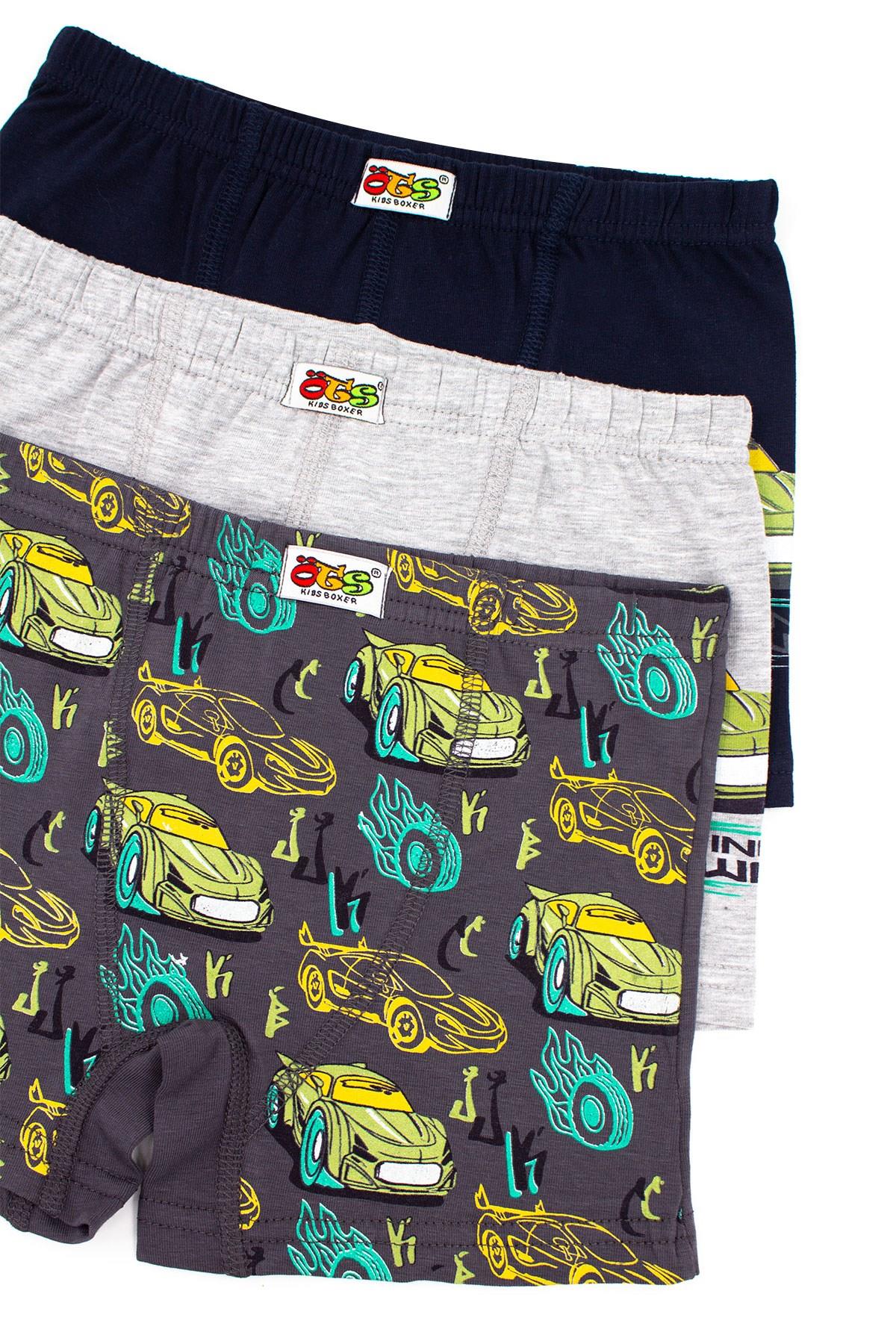 Öts Erkek Çocuk Boxer 3'lü Baskılı (%96 Pamuk - %4 Elastan)