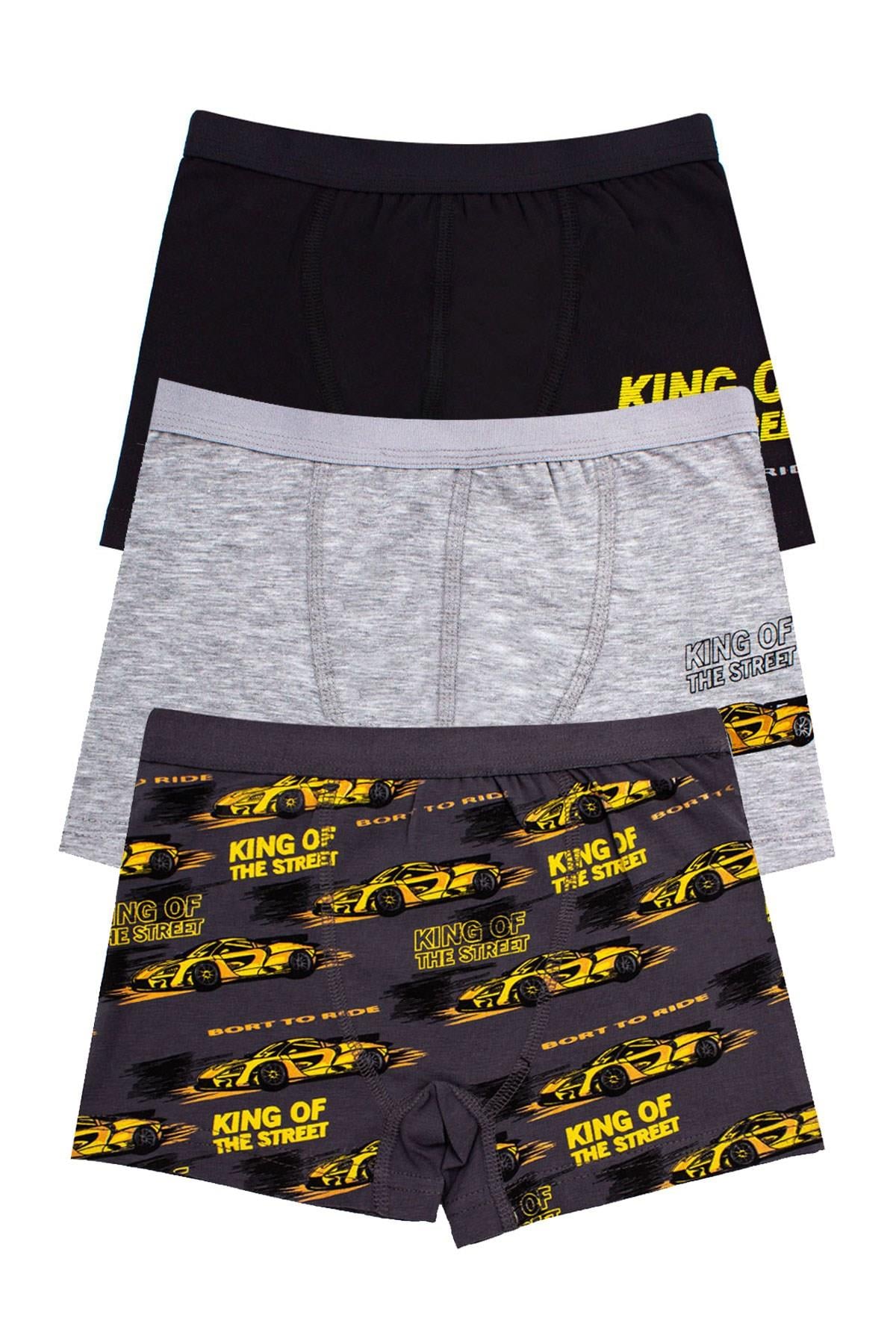 Öts Erkek Çocuk Boxer 3'lü Baskılı (%96 Pamuk - %4 Elastan)