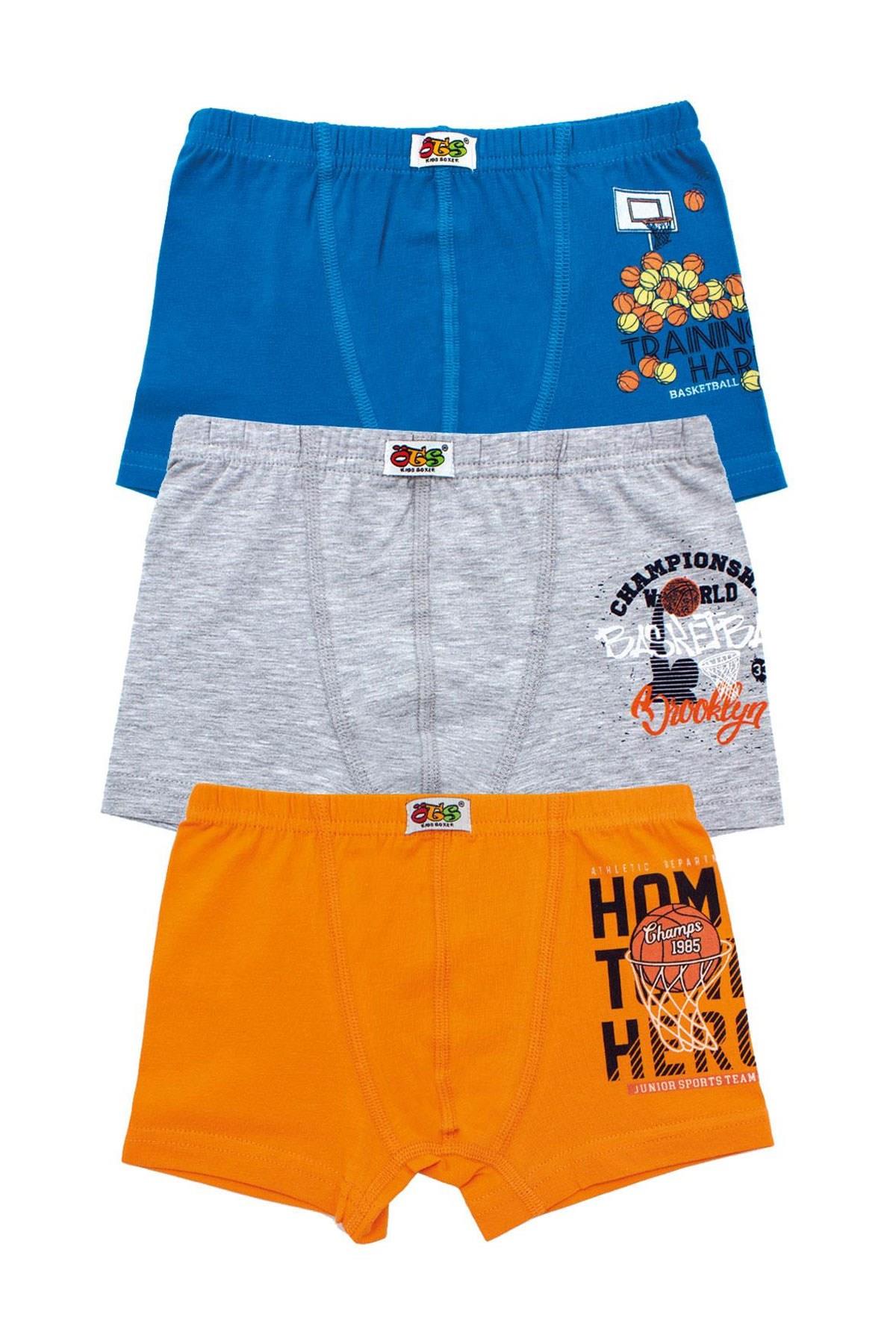 Öts Erkek Çocuk Boxer 3'lü Baskılı (%96 Pamuk - %4 Elastan)