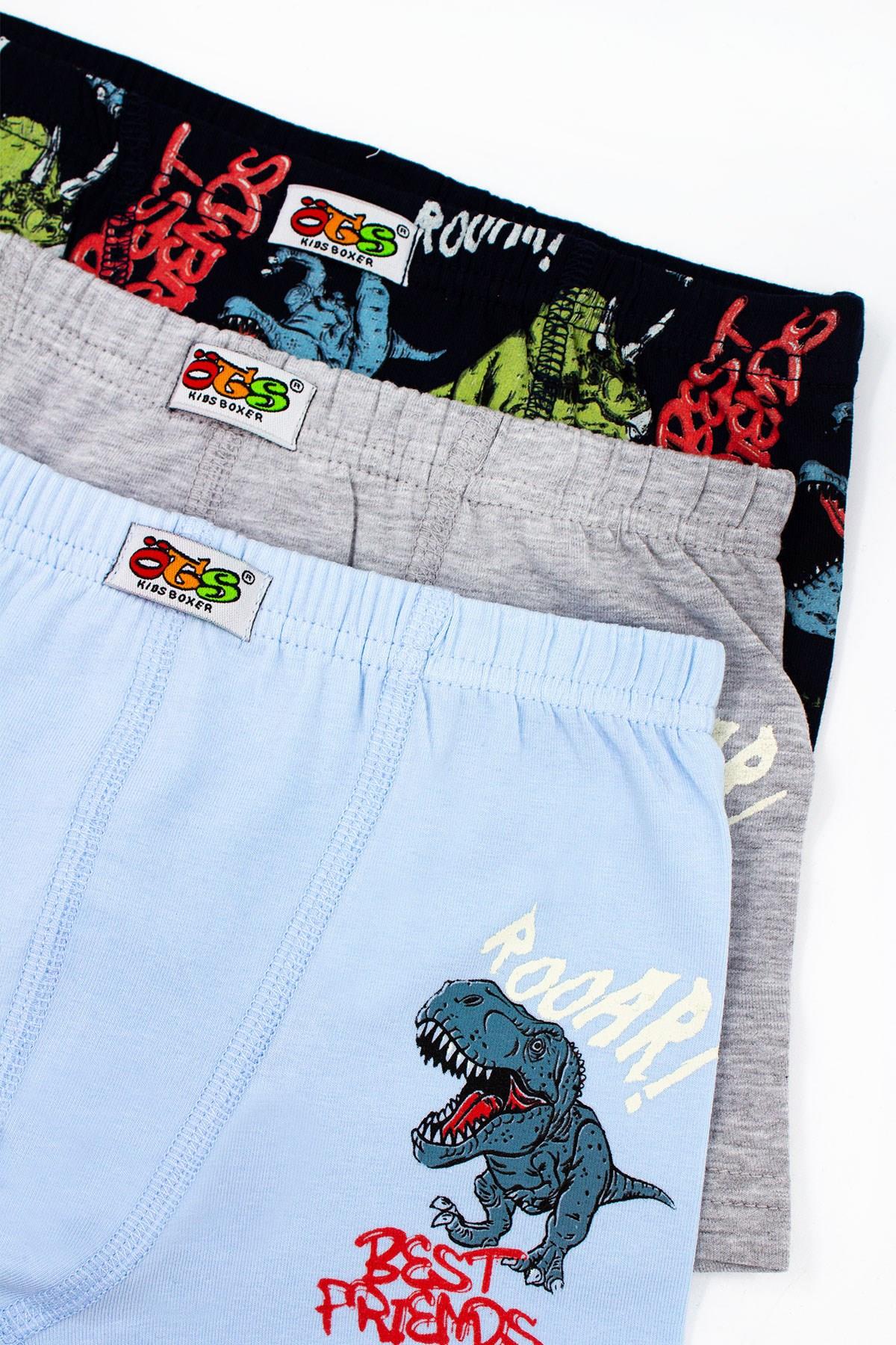 Öts Erkek Çocuk Boxer 3'lü Baskılı (%96 Pamuk - %4 Elastan)