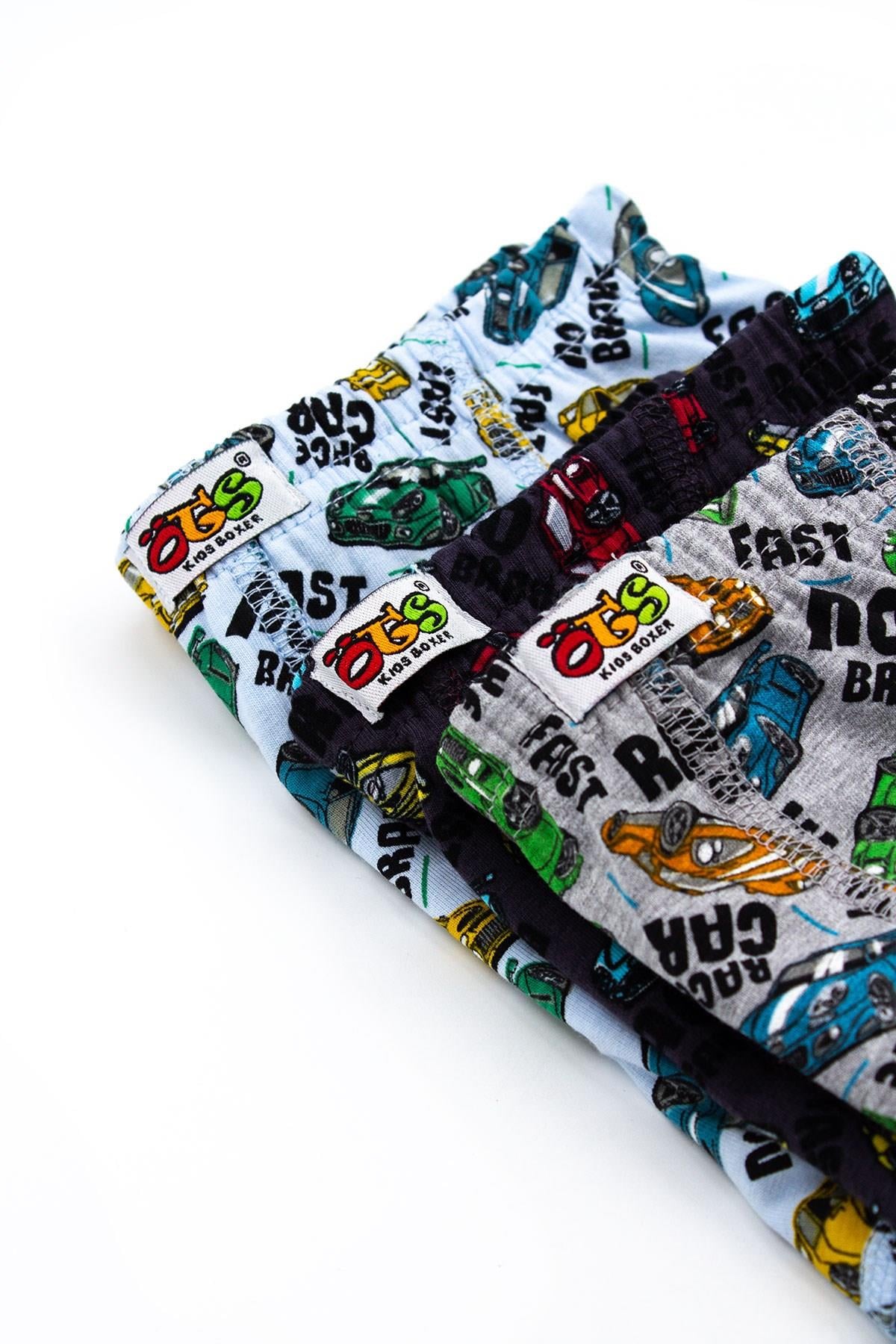 Öts Erkek Çocuk Boxer 3'lü Baskılı (%96 Pamuk - %4 Elastan)