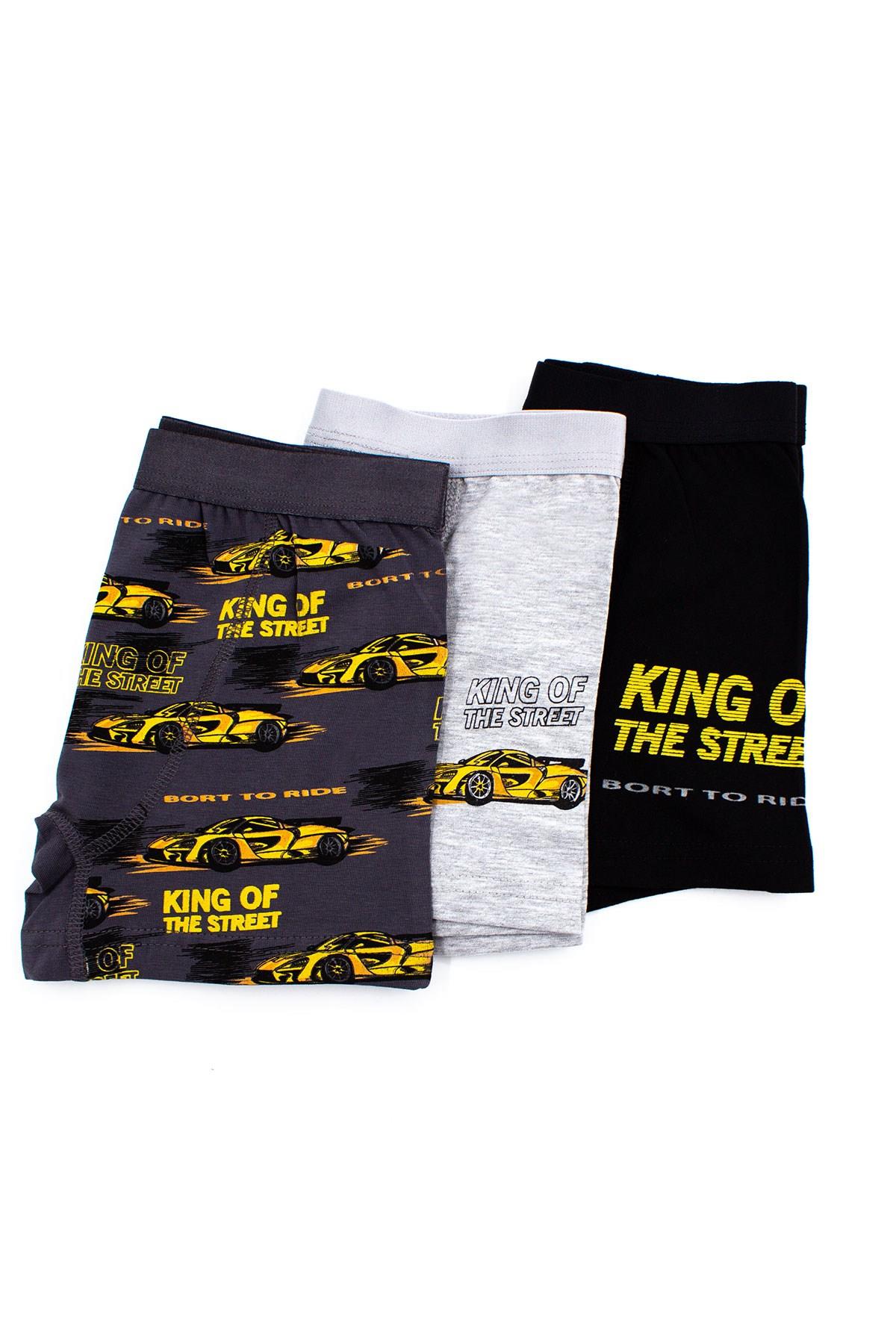 Öts Erkek Çocuk Boxer 3'lü Baskılı (%96 Pamuk - %4 Elastan)