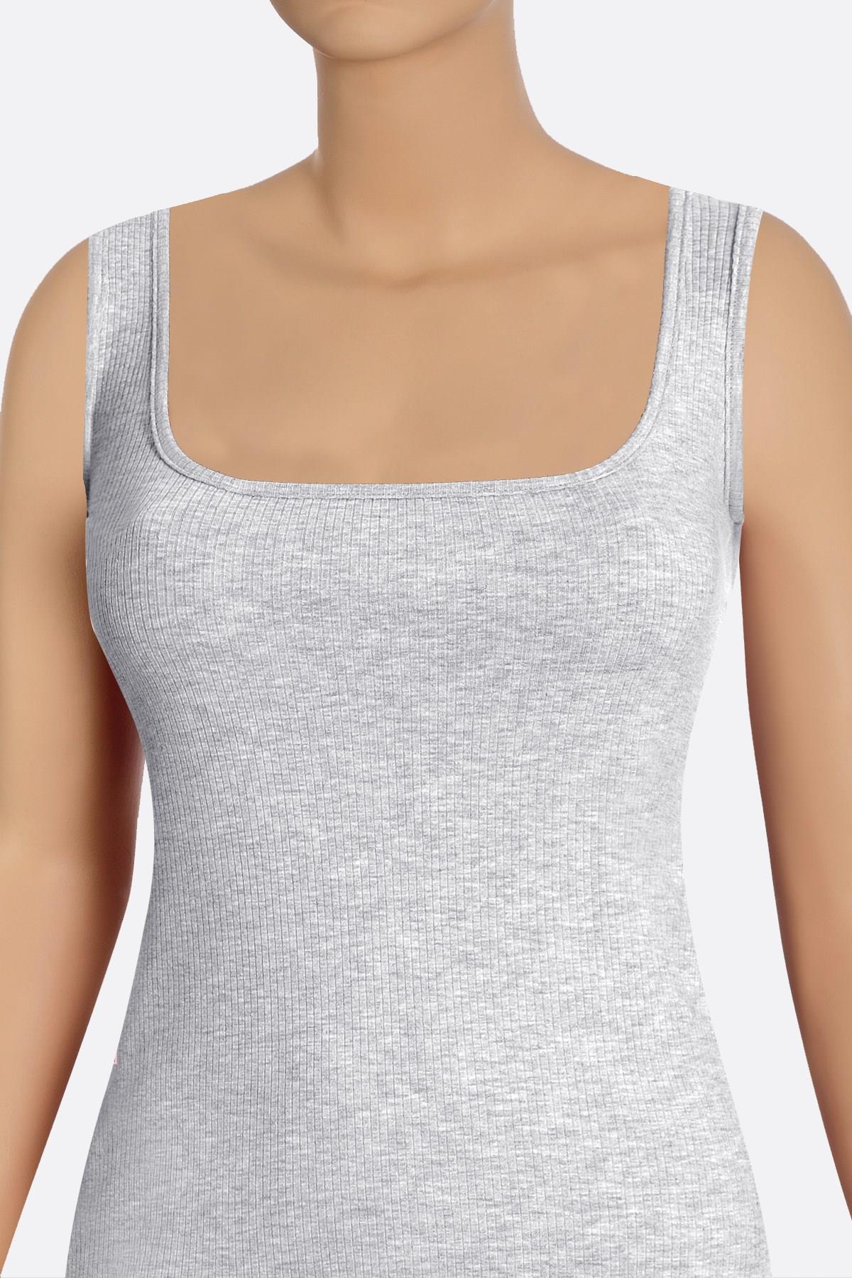 Öts Kadın Atlet Kalın Askılı Fitilli U Yaka (%96 Pamuk - %4 Elastan)