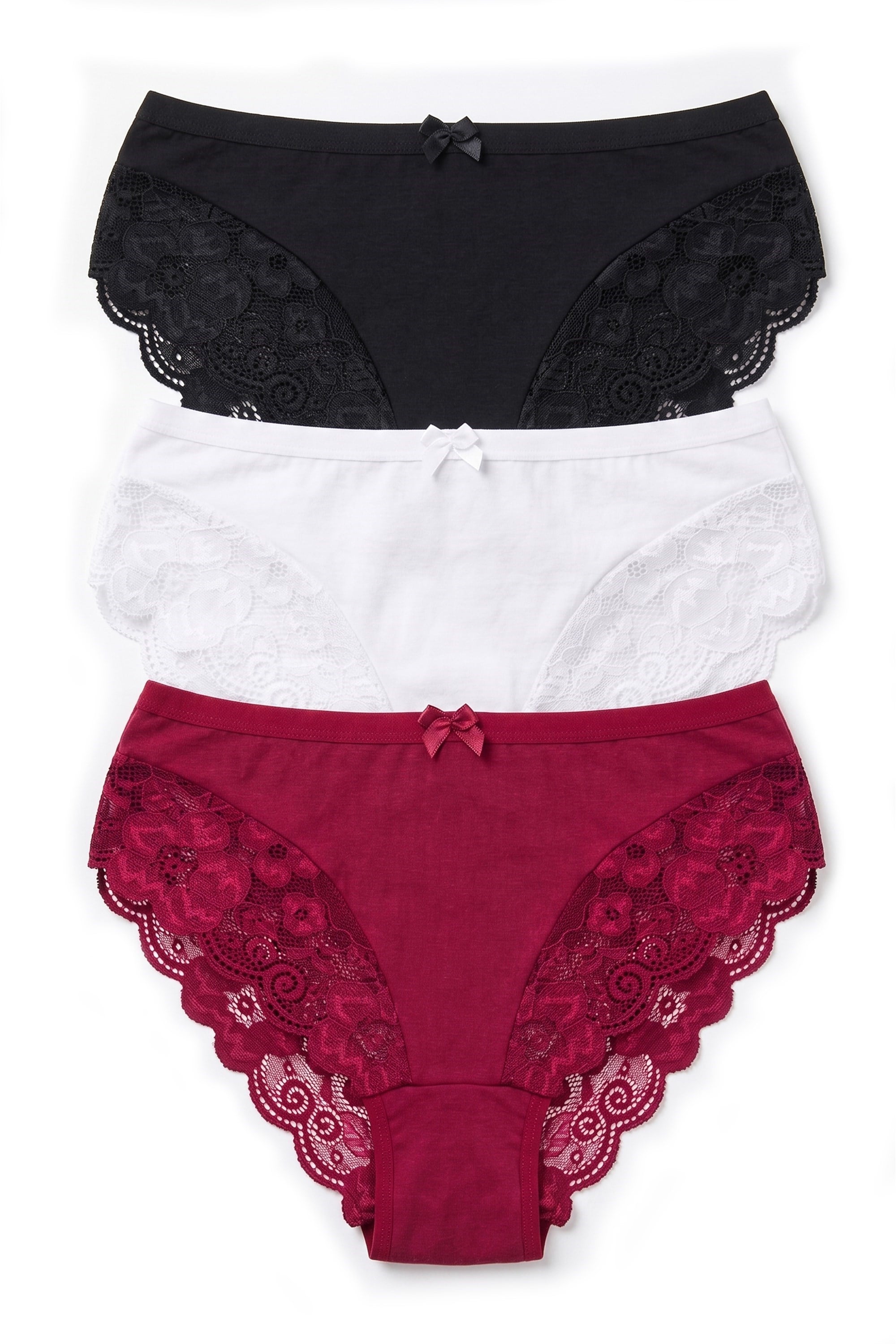 Öts Kadın Külot 3'lü Arkası Dantelli (%96 Pamuk - %4 Elastan)