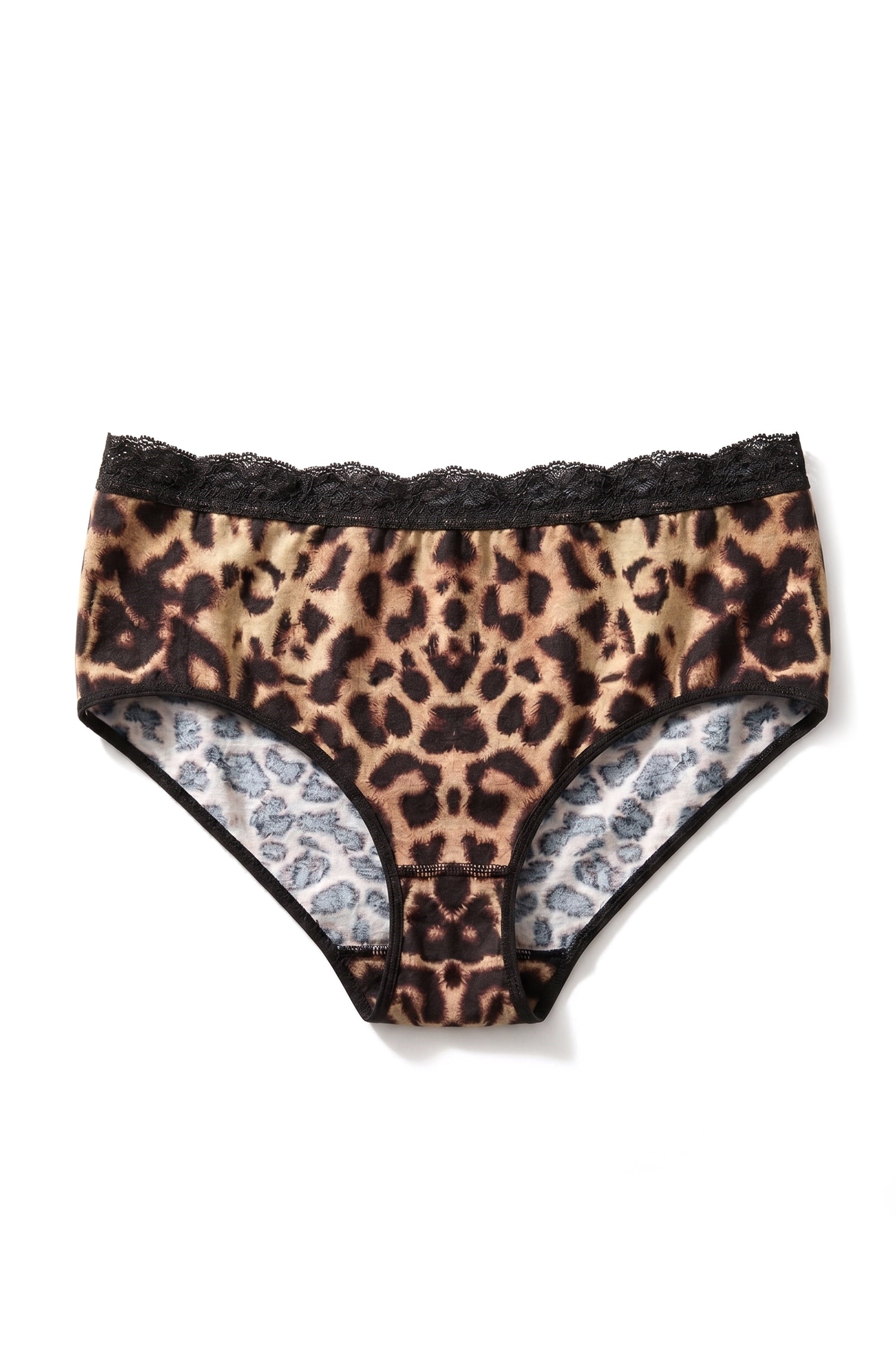 Öts Kadın Külot 3'lü Leoparlı Yüksek Bel (%90 Viskon - %10 Elastan)
