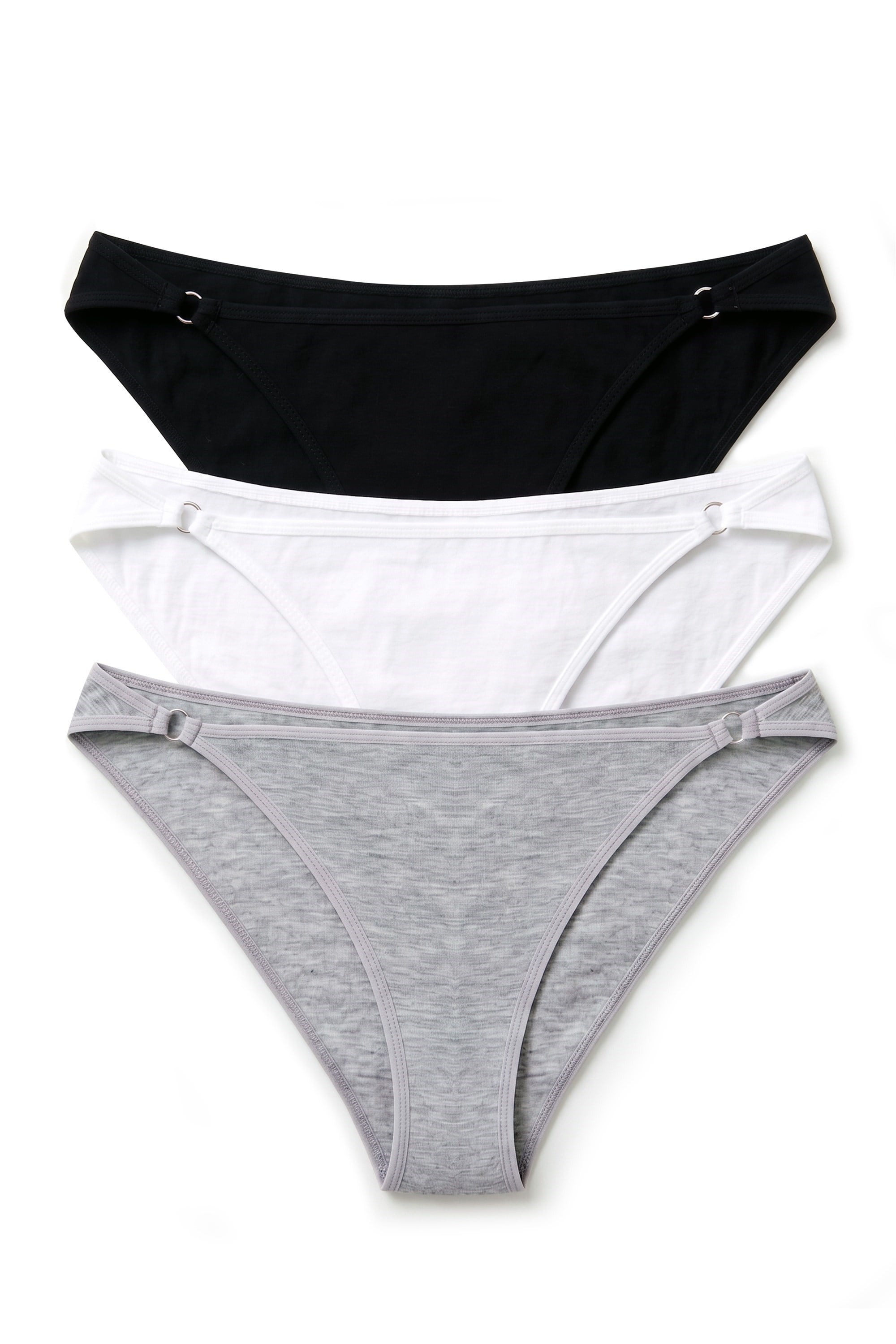Öts Kadın Külot 3'lü, Yüksek Bel Bikini, Halka Detaylı (%96 Pamuk - %4 Elastan)