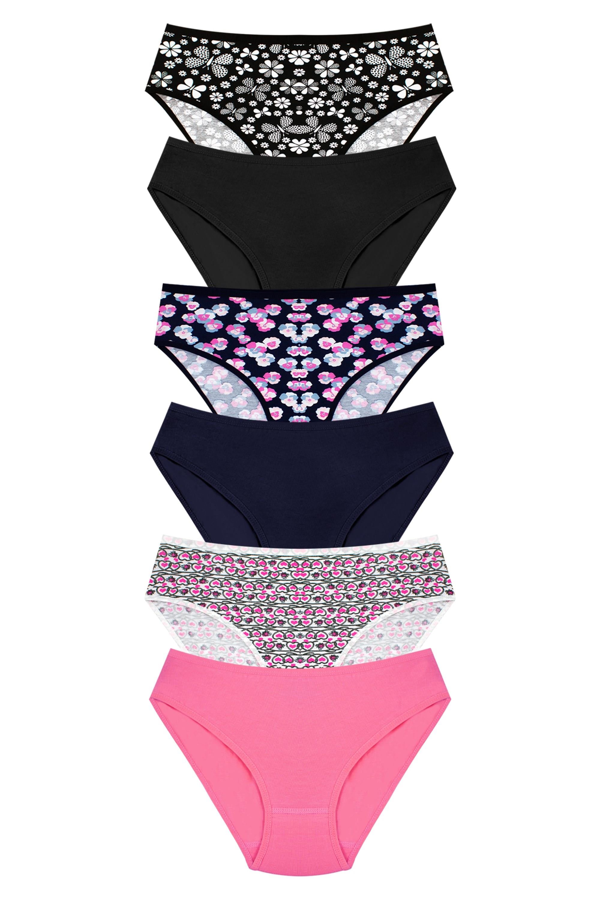 Öts Kadın Külot 6'lı Paket, Bikini, Normal Bel Külot (%96 Pamuk - %4 Elastan)
