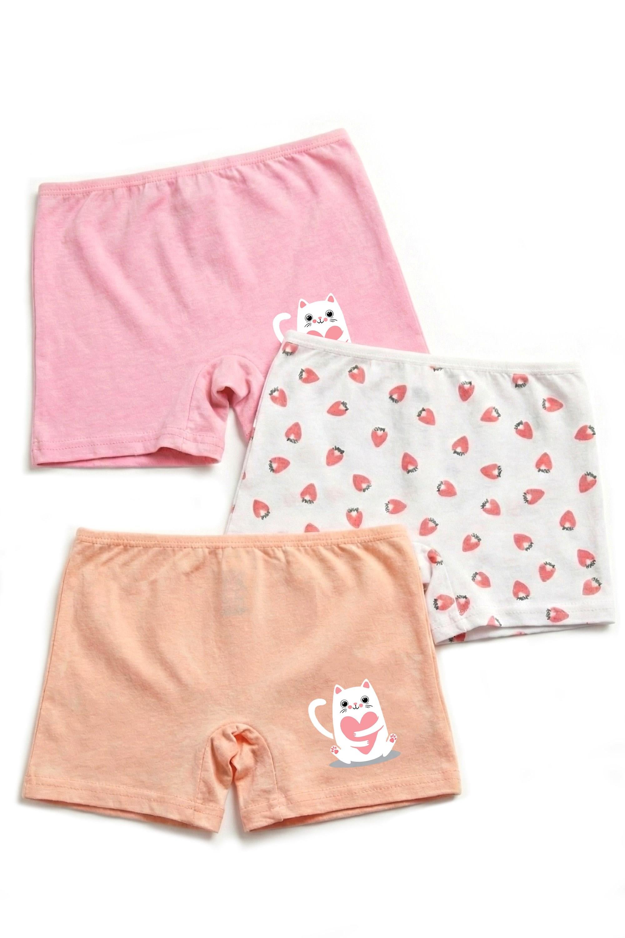 Öts Kız Çocuk Boxer 3'lü Baskılı (%96 Pamuk - %4 Elastan)