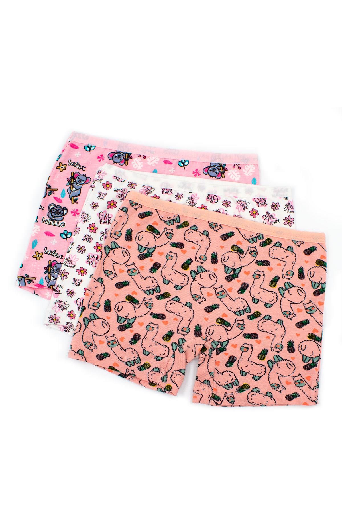 Öts Kız Çocuk Boxer 3'lü Baskılı (%96 Pamuk - %4 Elastan)