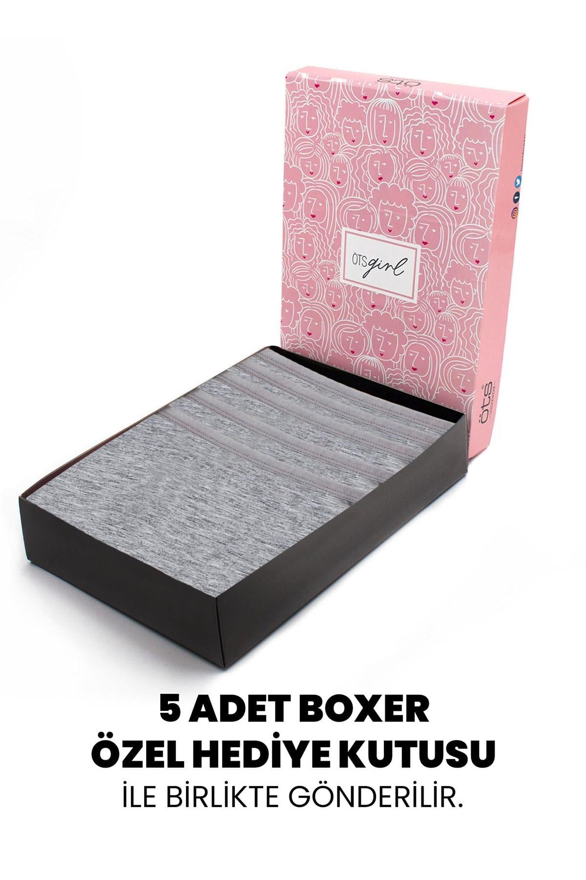 Öts Premium 5’li Kız Çocuk Boxer - Hediye Kutulu, Pamuklu Kumaş, Esnek, Etiketsiz, İnce Lastik Tayt