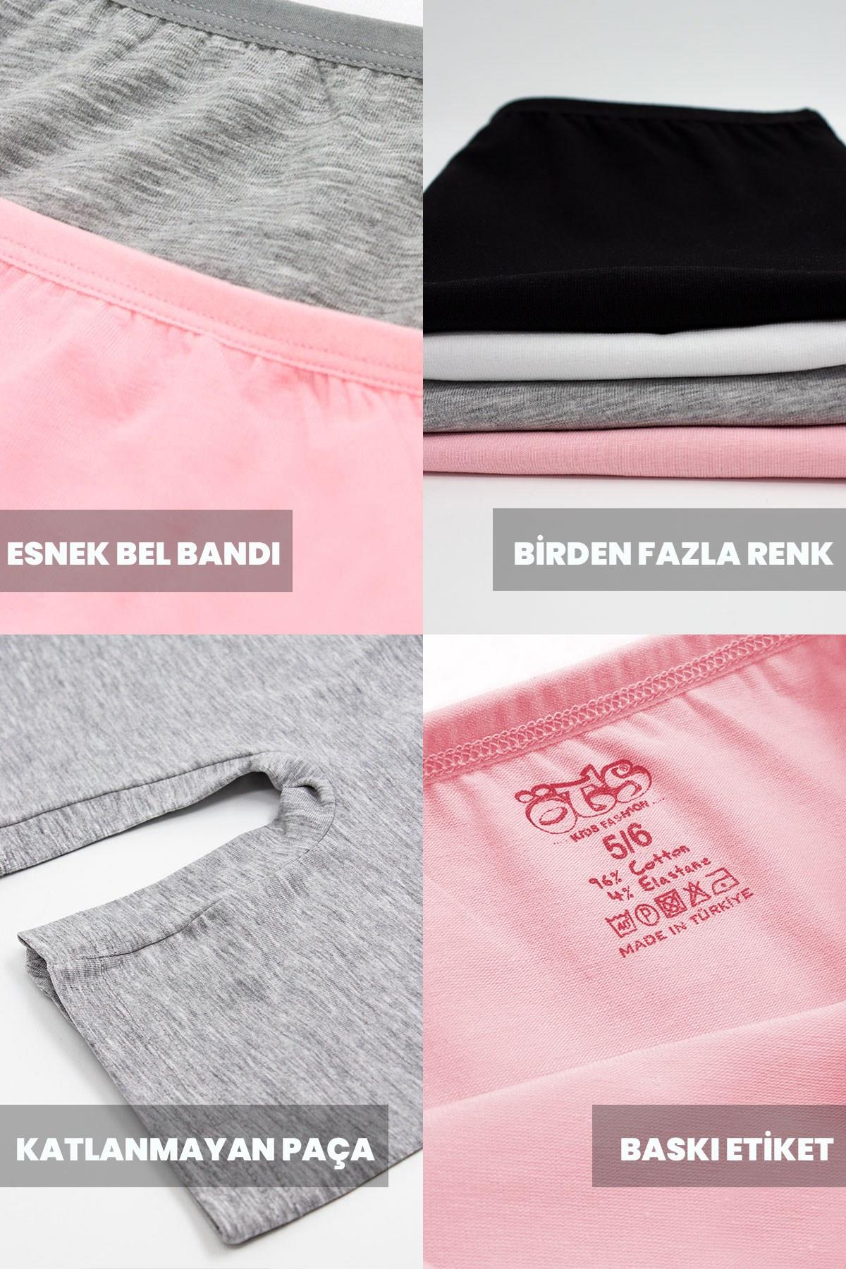 Öts Premium 5’li Kız Çocuk Boxer - Hediye Kutulu, Pamuklu Kumaş, Esnek, Etiketsiz, İnce Lastik Tayt