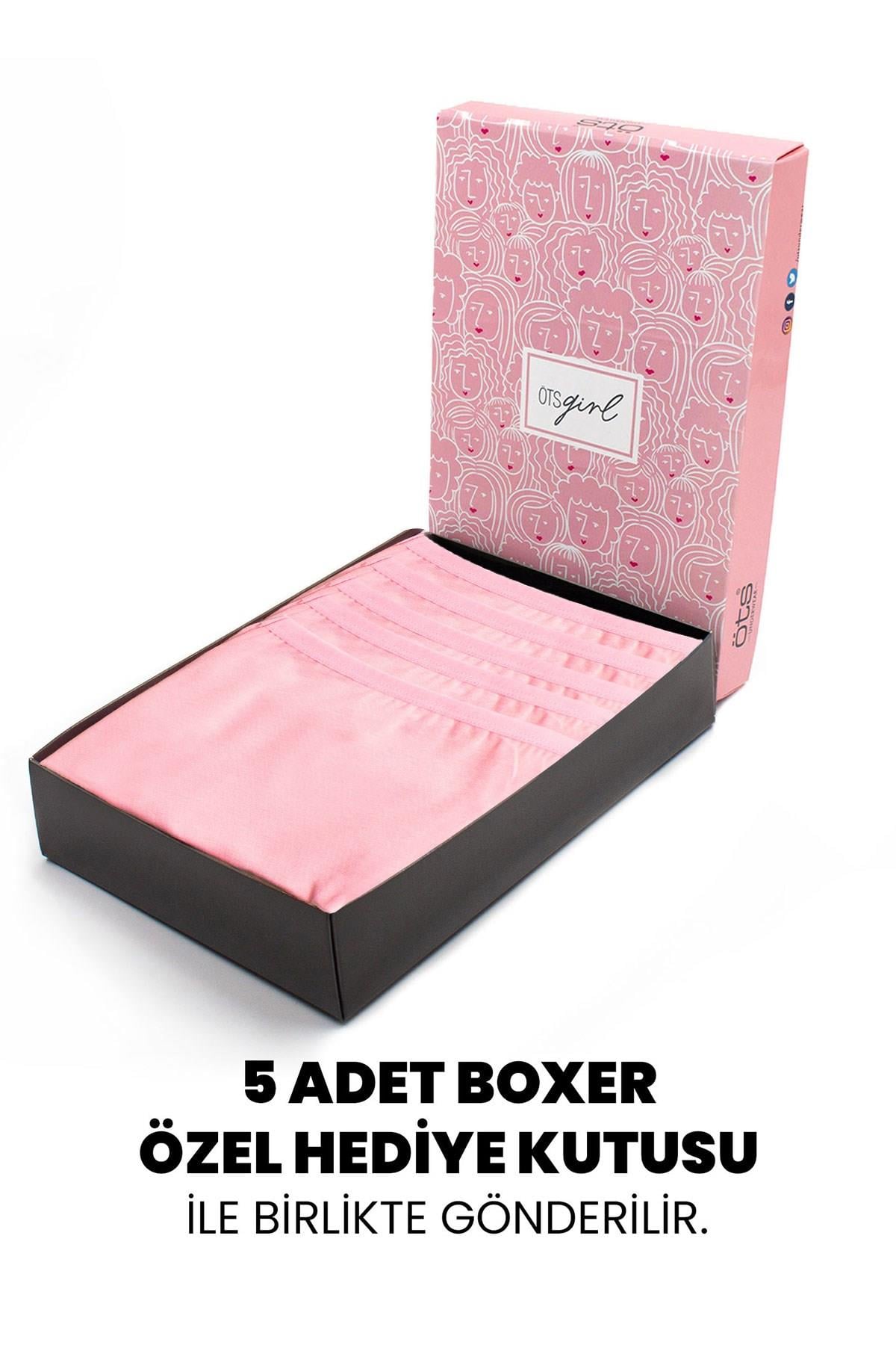 Öts Premium 5’li Kız Çocuk Boxer - Hediye Kutulu, Pamuklu Kumaş, Esnek, Etiketsiz, İnce Lastik Tayt