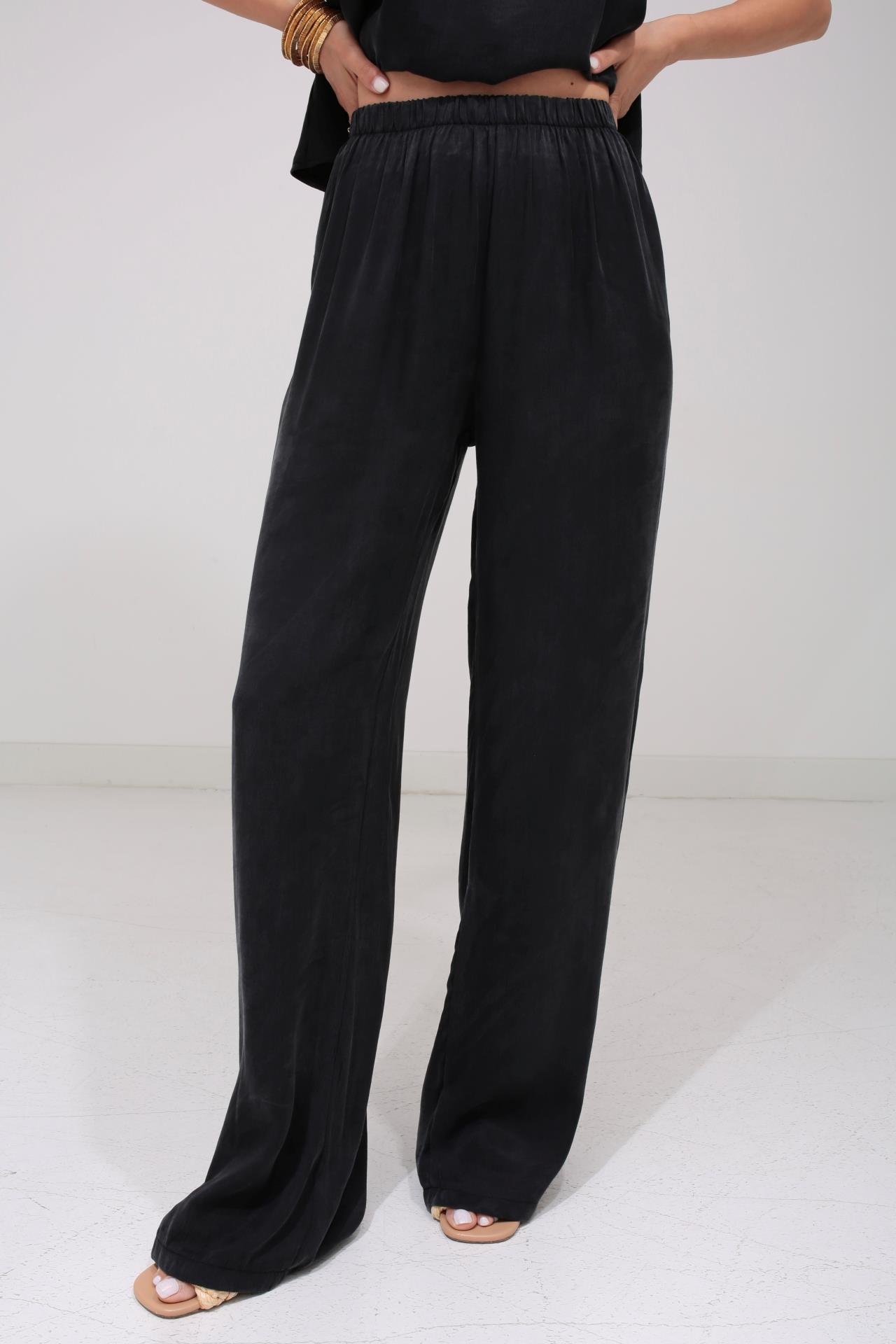 Askılı Tensel Kumaş Siyah Bluz Pantolon TAKIM | NO33