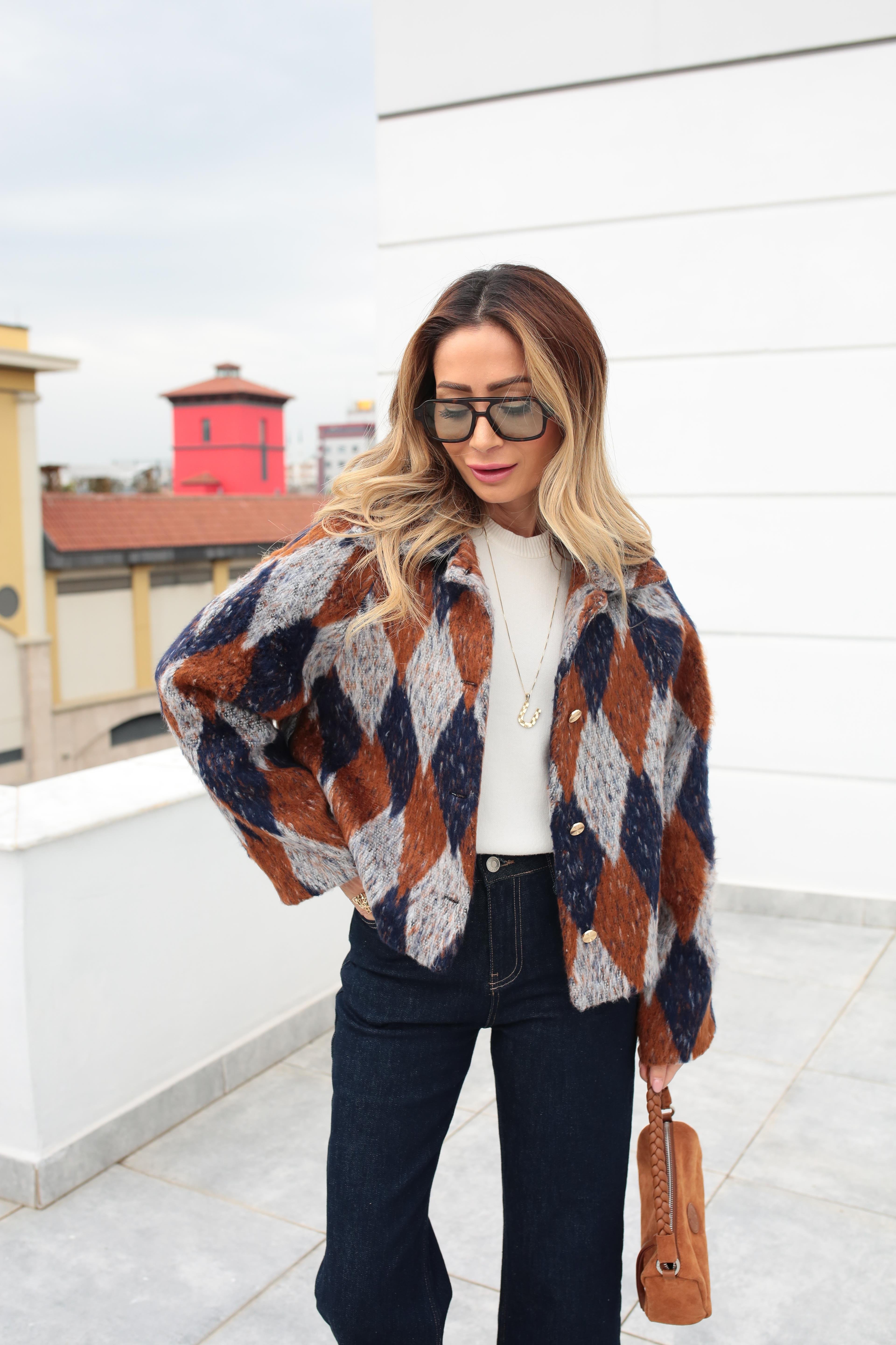 Baklava Desen Jakar Ceket CEKET