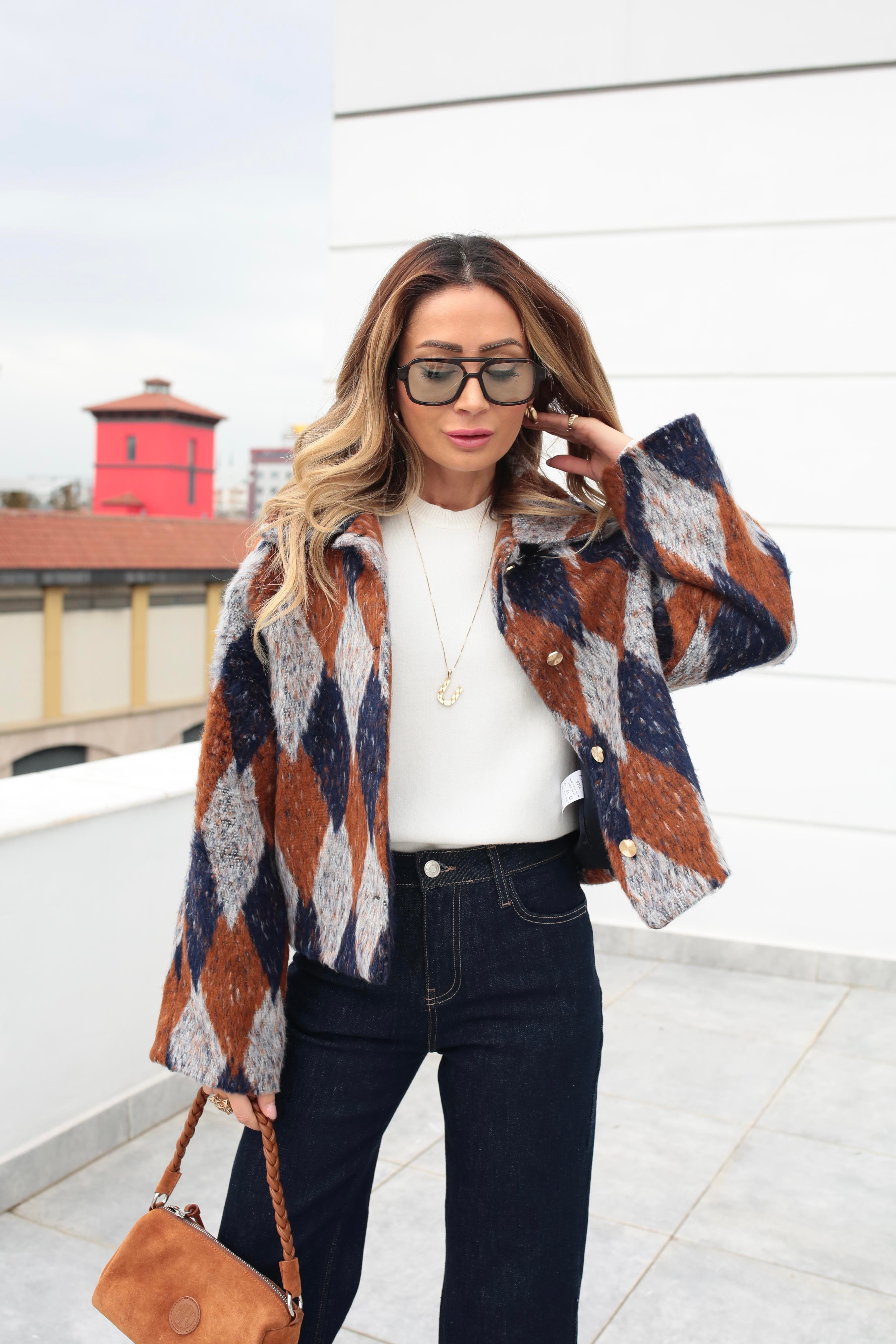 Baklava Desen Jakar Ceket CEKET