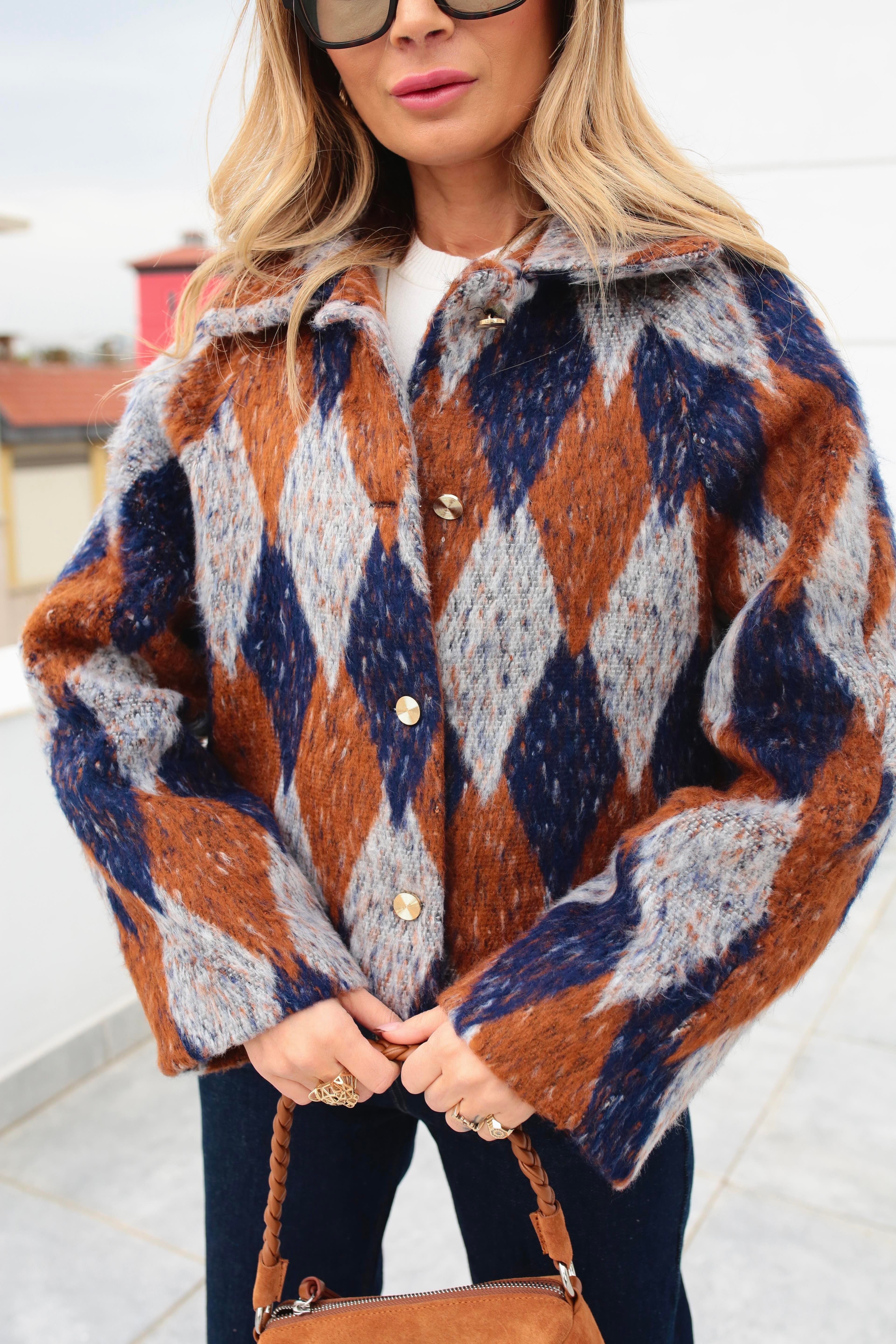 Baklava Desen Jakar Ceket CEKET