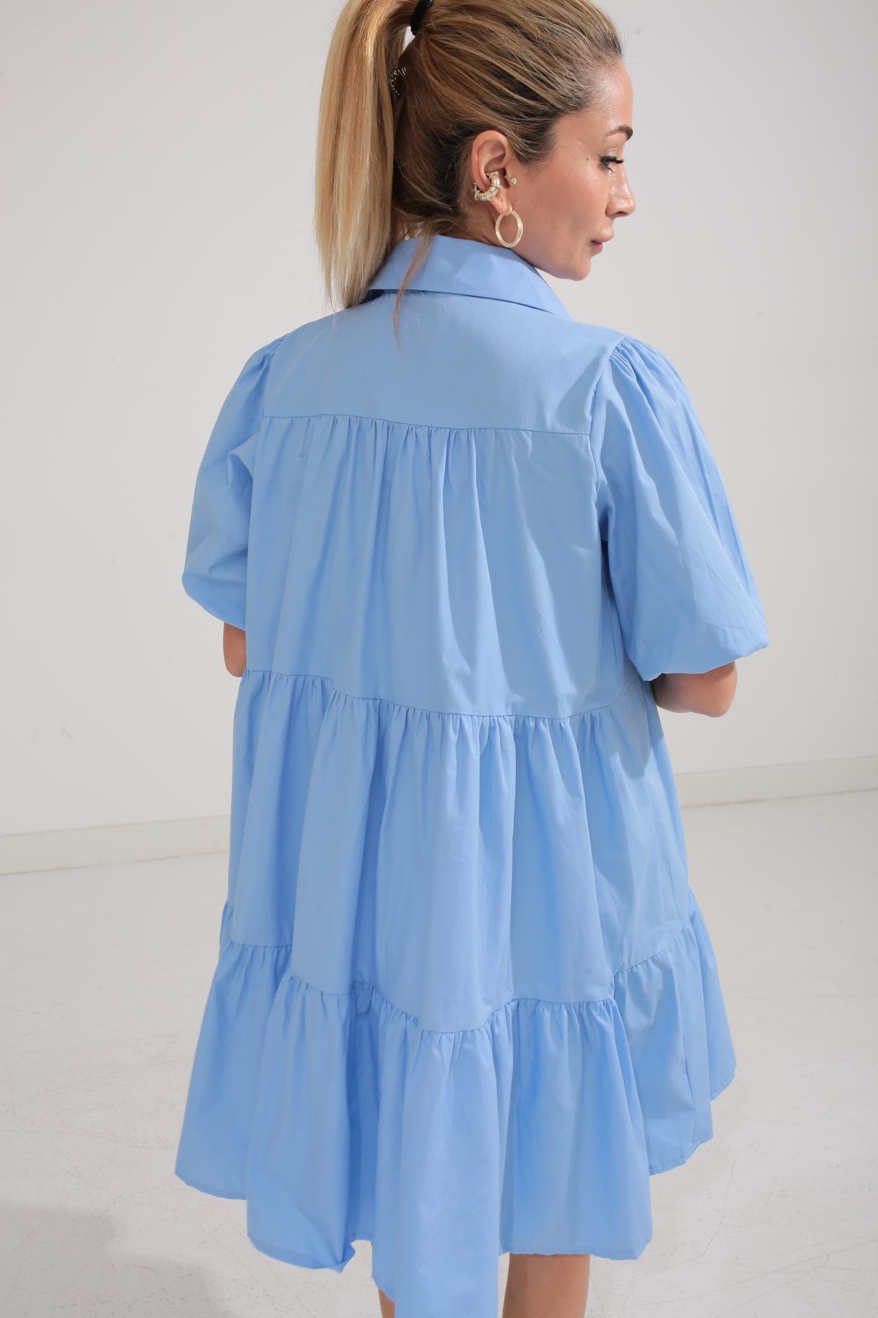 Bebe Mavi  Katlı Gömlek Elbise ELBİSE | NO33