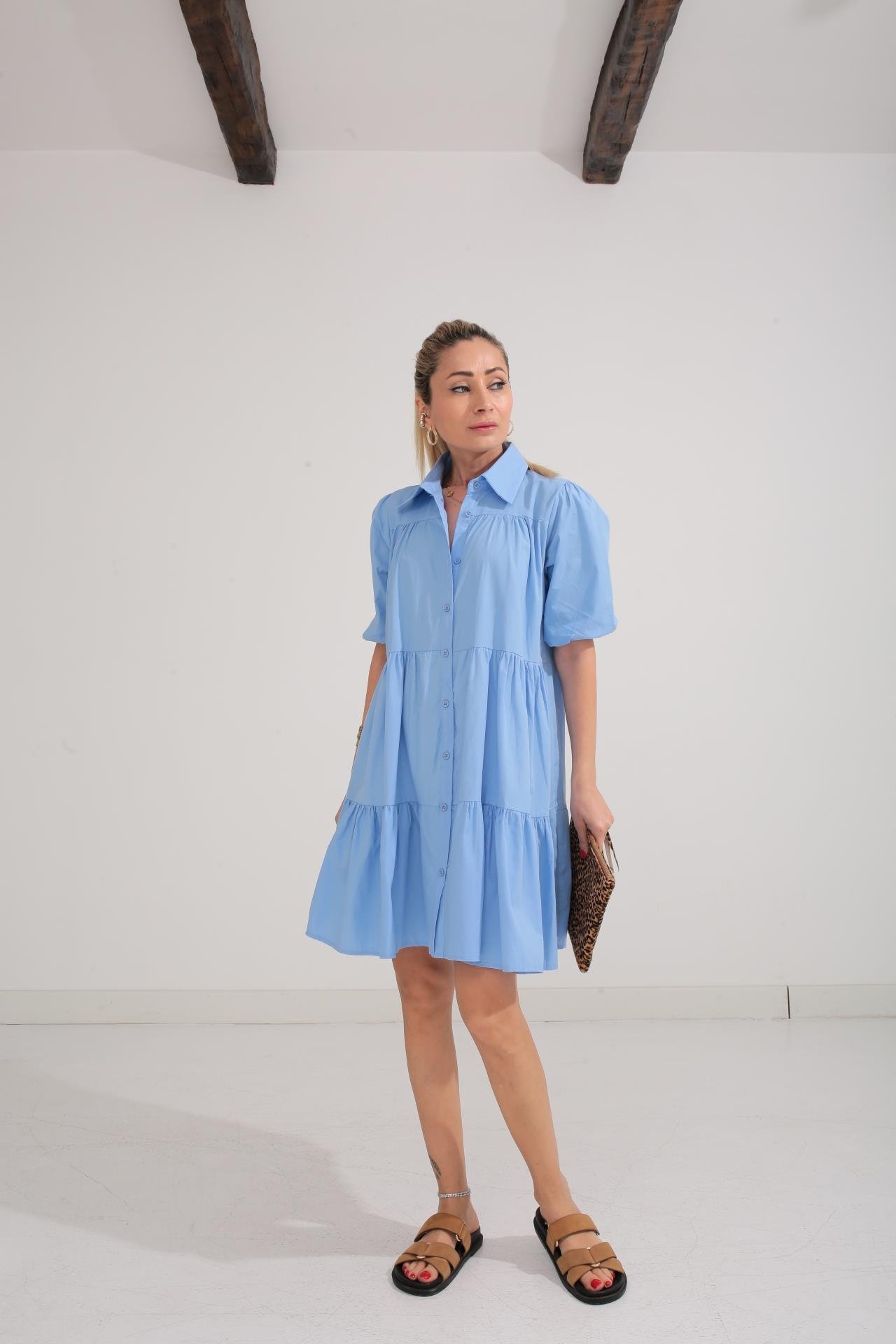 Bebe Mavi  Katlı Gömlek Elbise ELBİSE | NO33