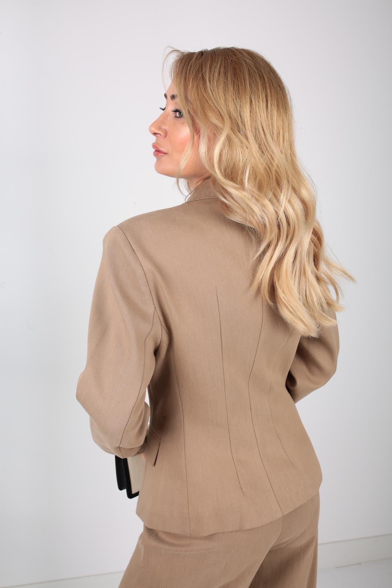 Belden Oturtmalı Kol Detay Camel Takım TAKIM