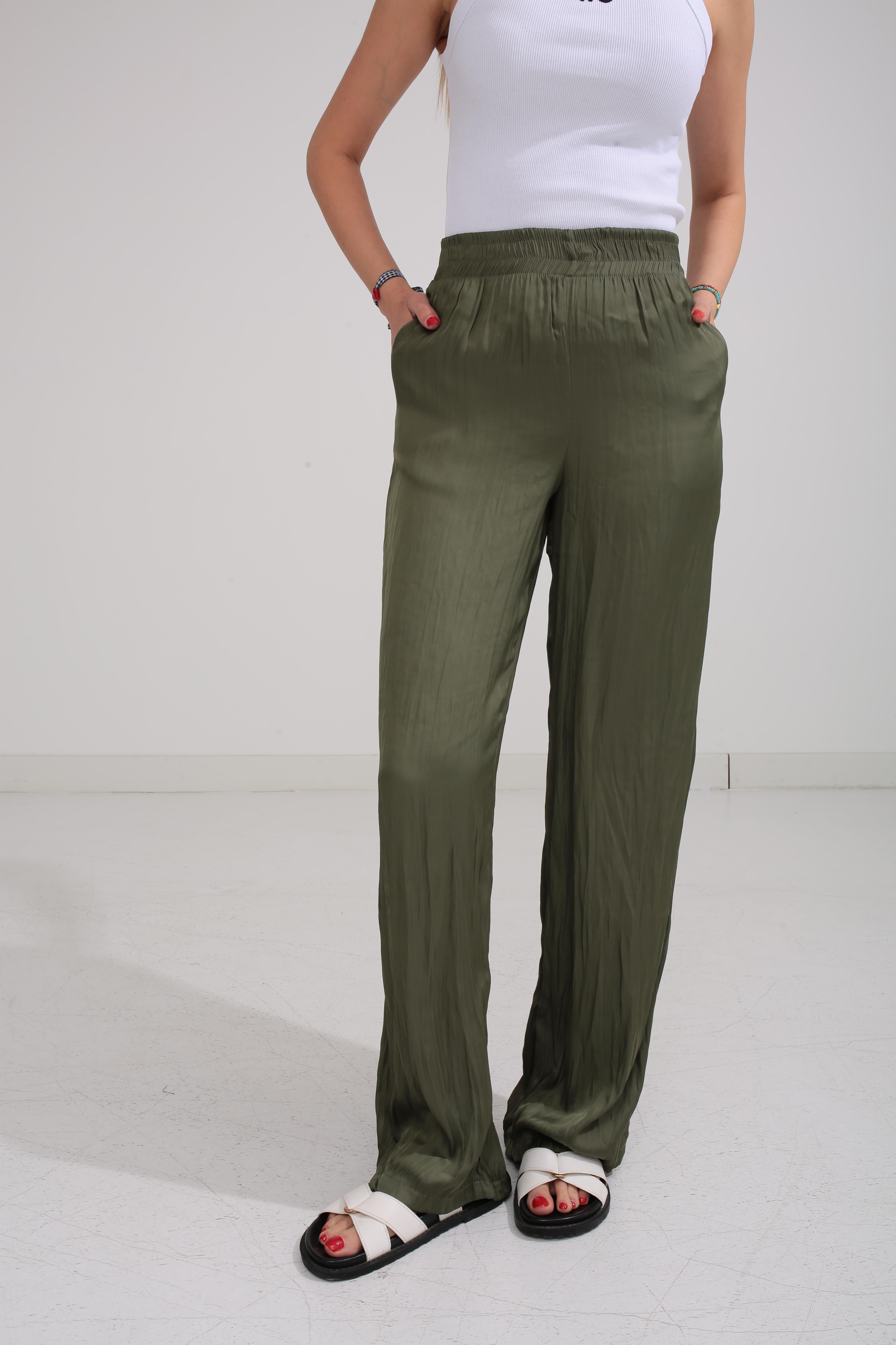 Beli Lastikli Haki Kraşlı Pantolon PANTOLON | NO33