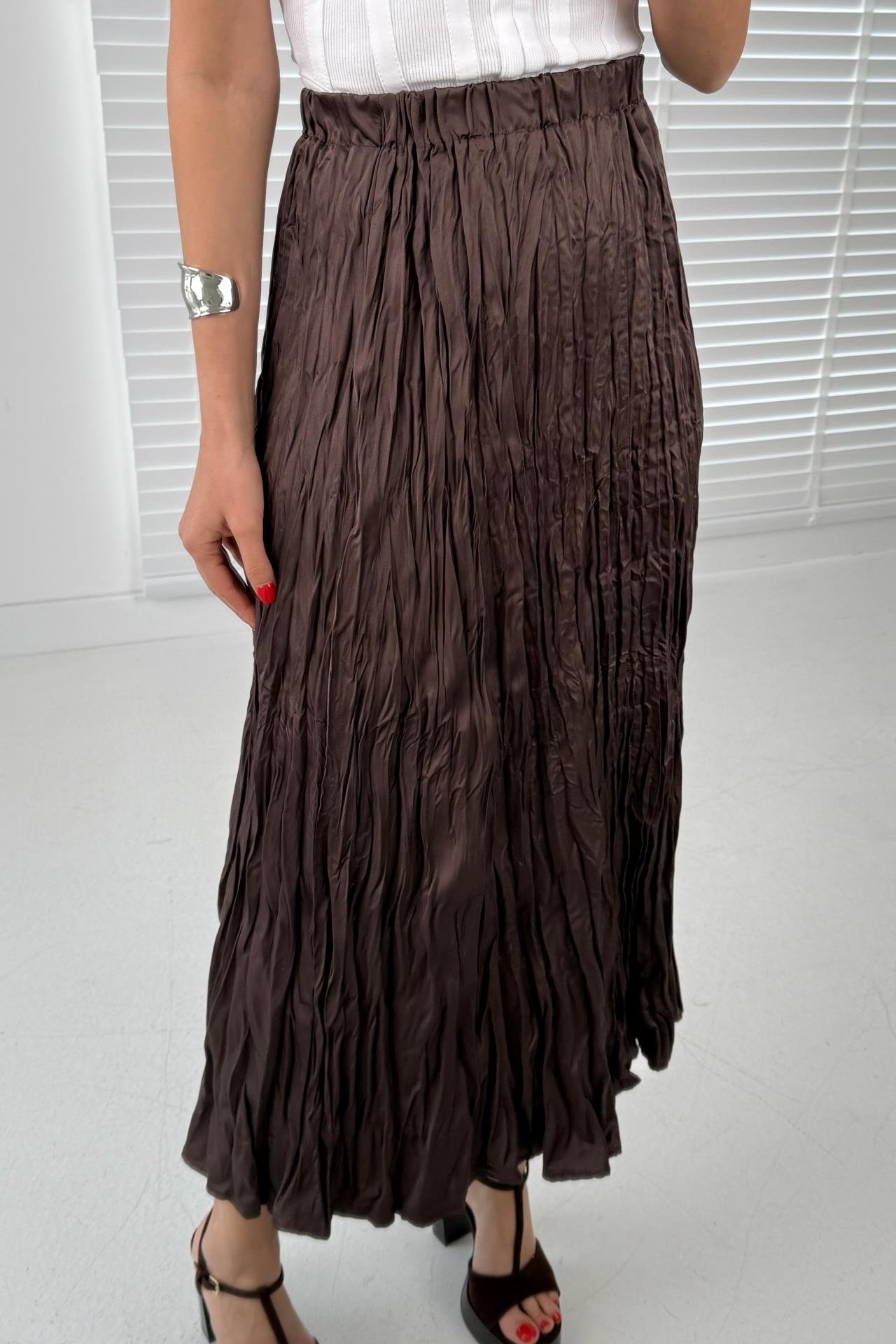 Beli Lastikli Kahve Kraşlı Etek ETEK | NO33