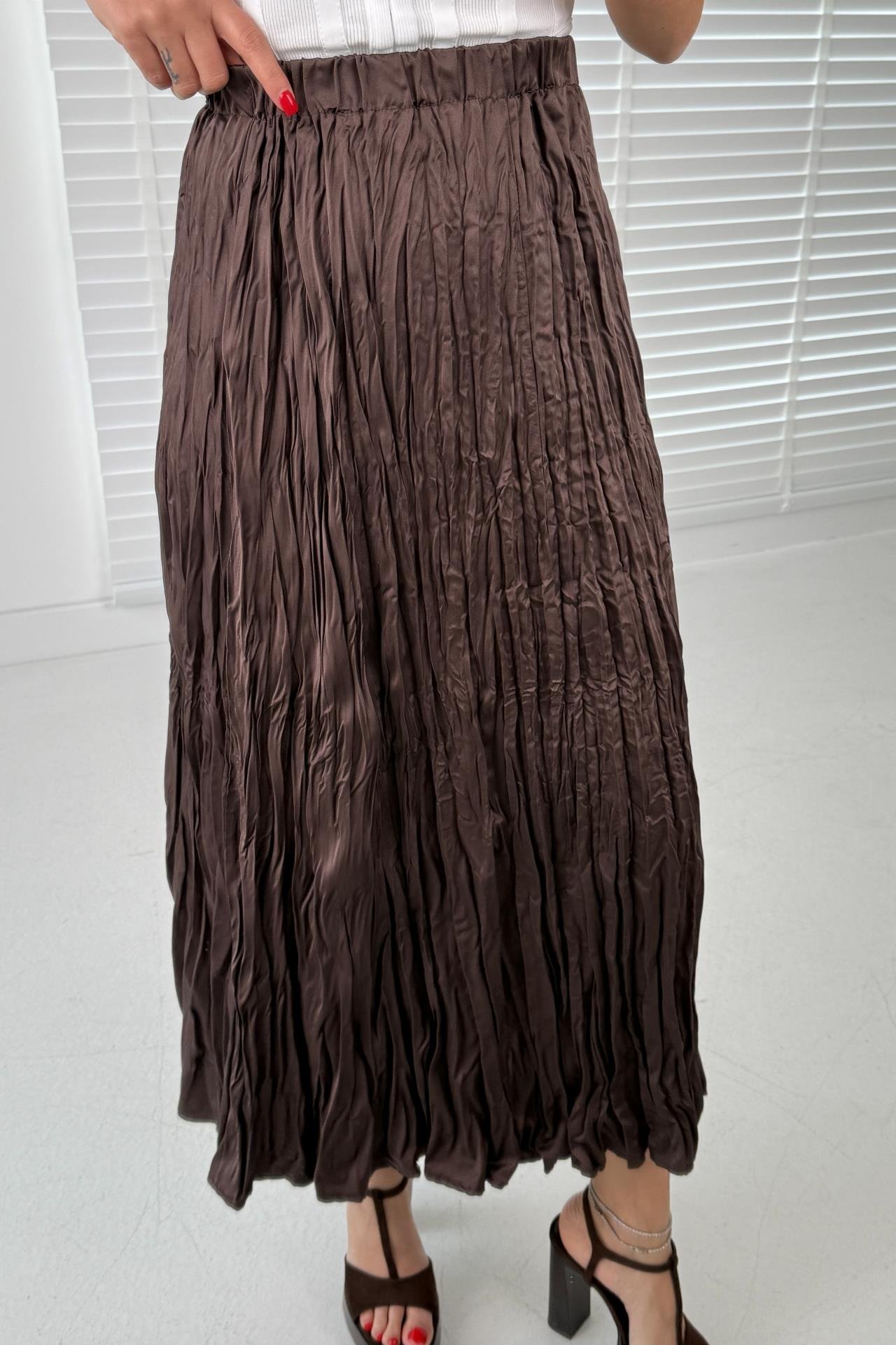 Beli Lastikli Kahve Kraşlı Etek ETEK | NO33