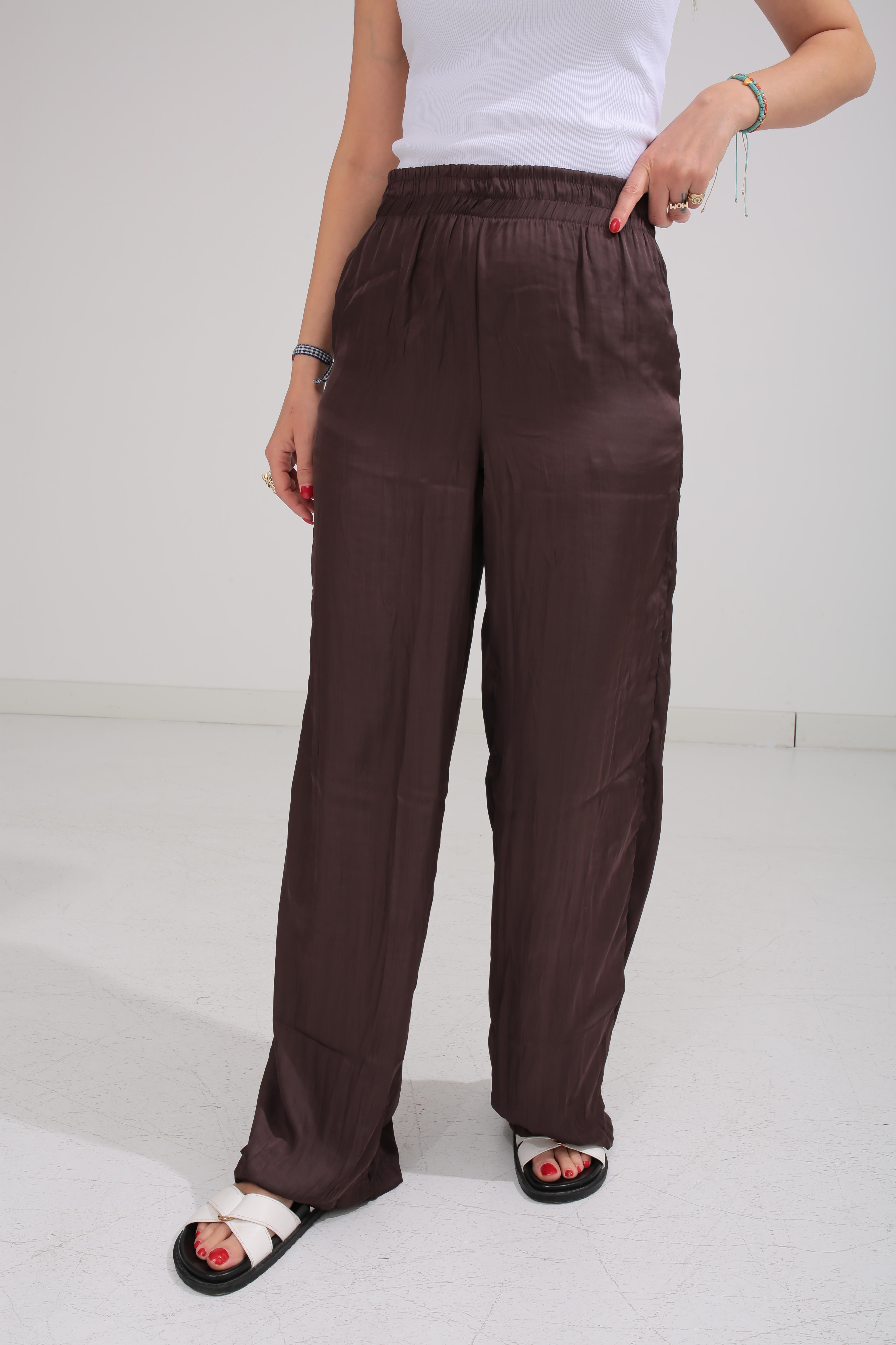 Beli Lastikli Kahve Kraşlı Pantolon PANTOLON | NO33