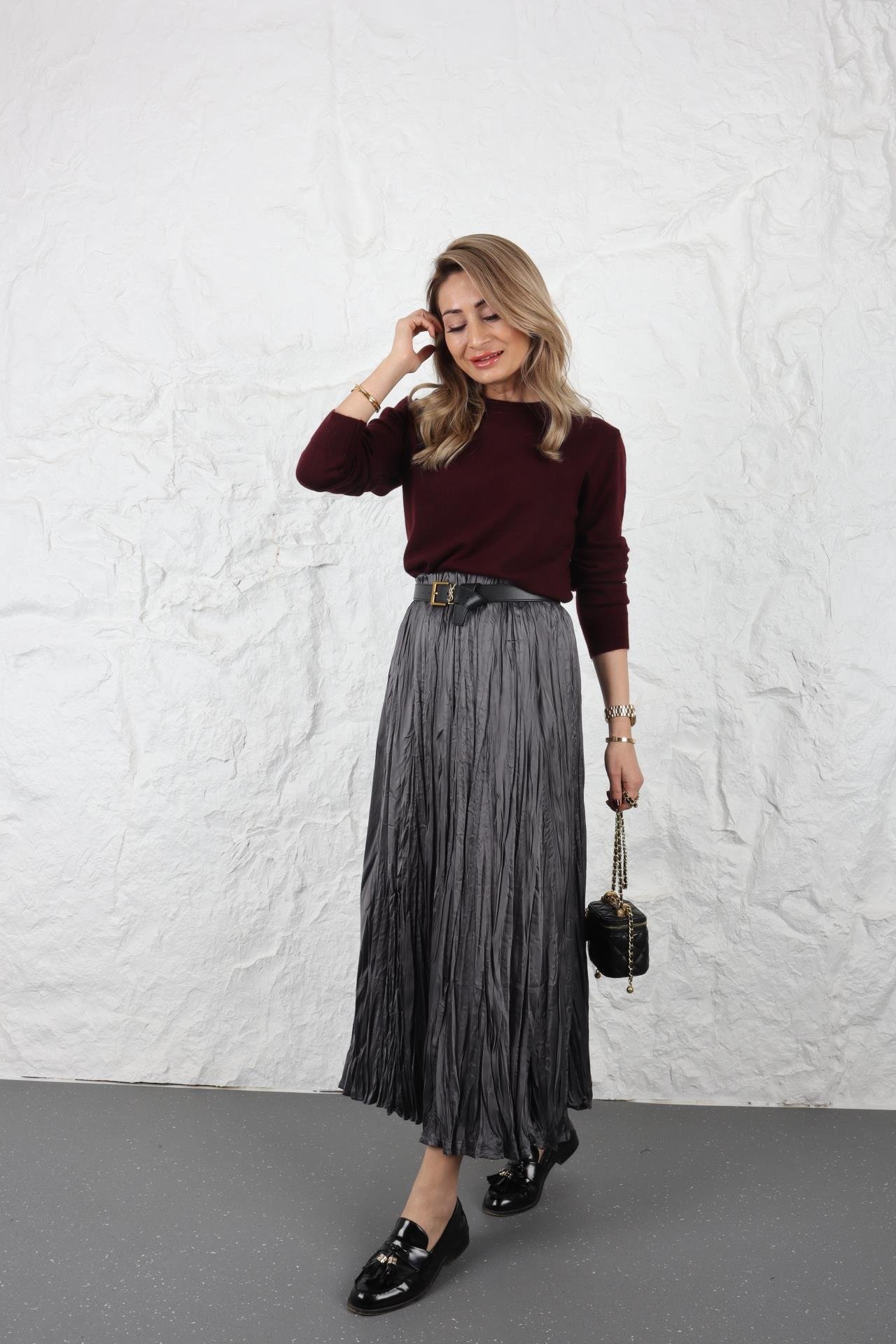 Beli Lastikli Kraslı Füme Etek ETEK