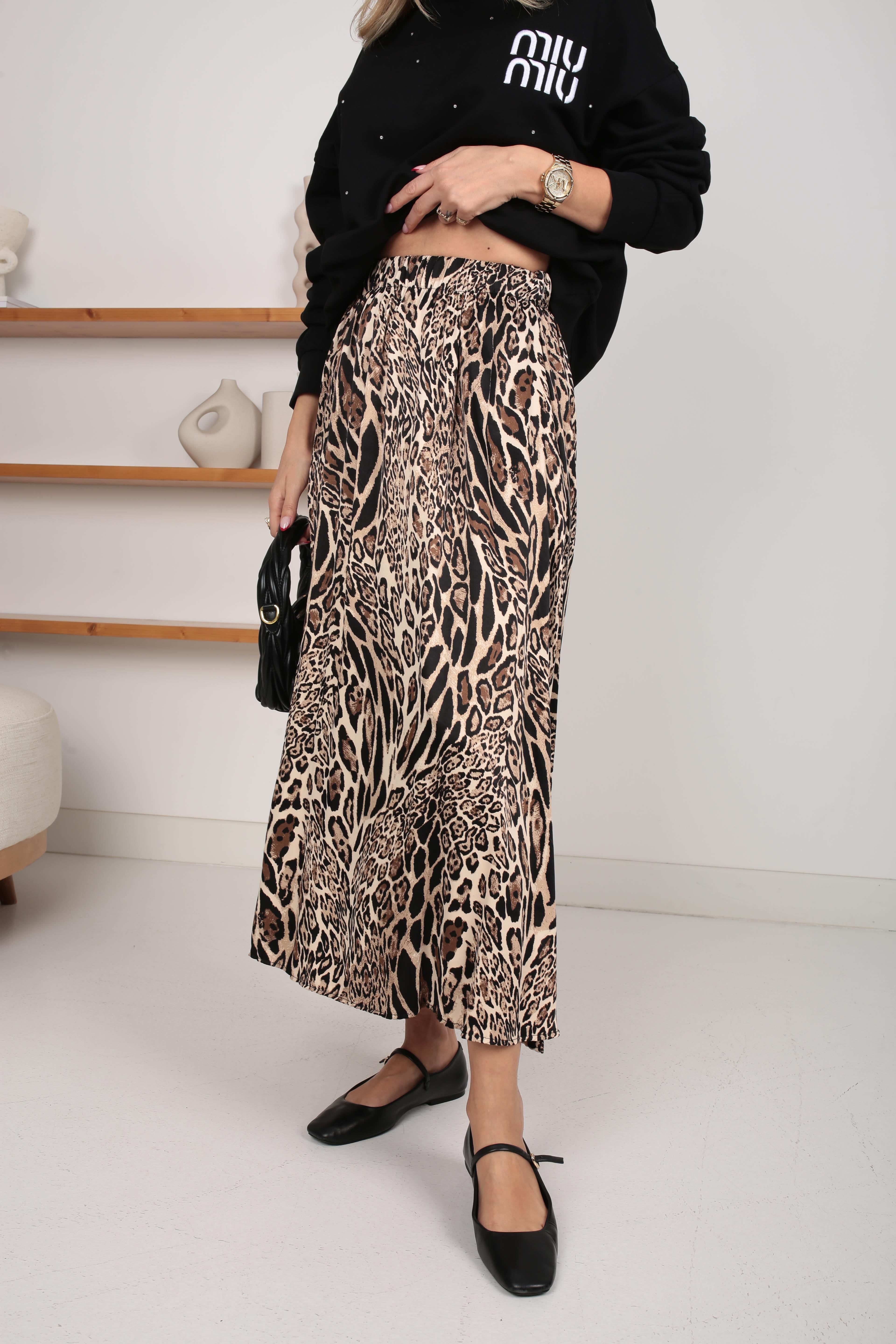 Beli Lastikli Leopar Desen Tok Saten Etek ETEK