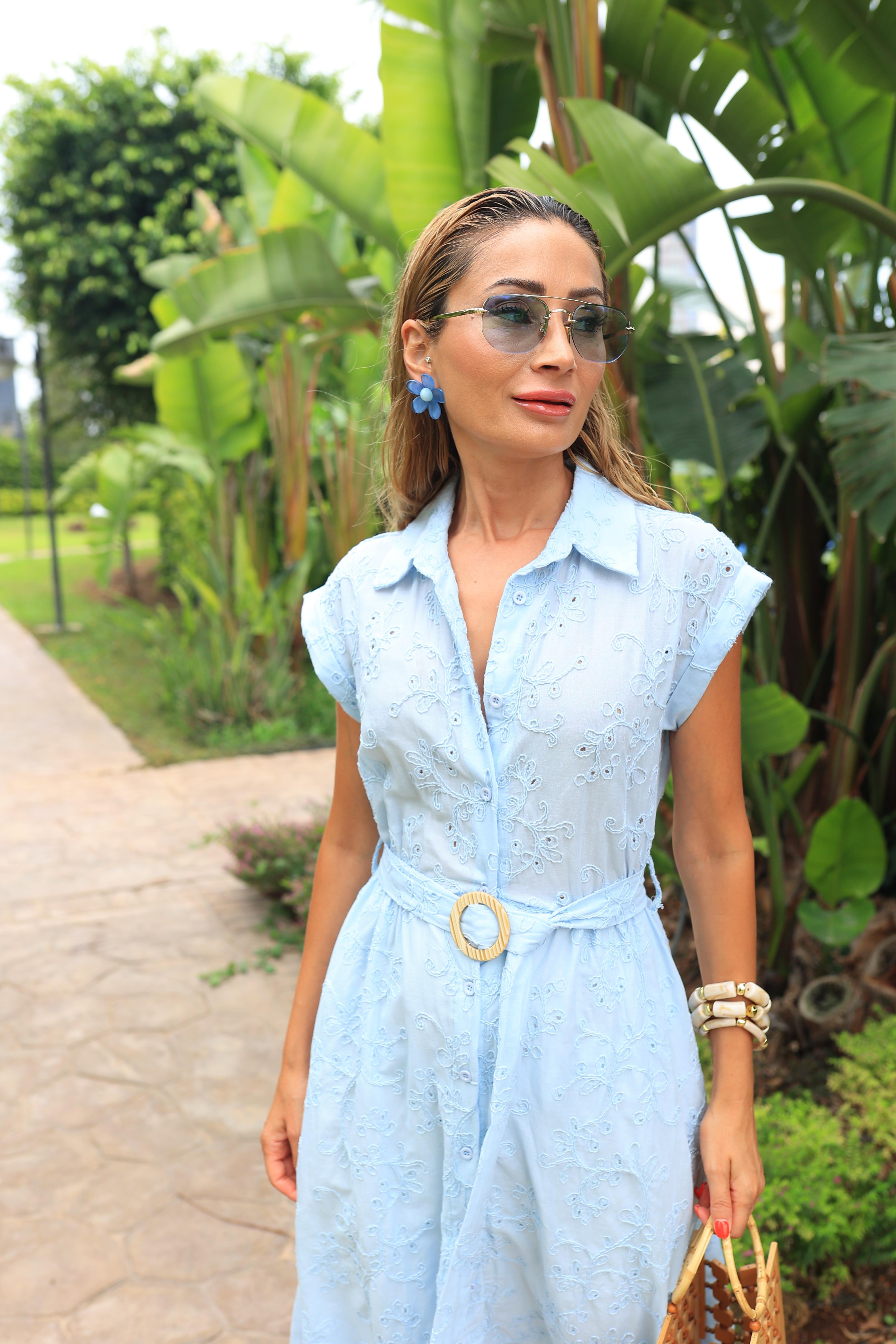 Beli Lastikli Mavi Fisto Elbise ELBİSE | NO33