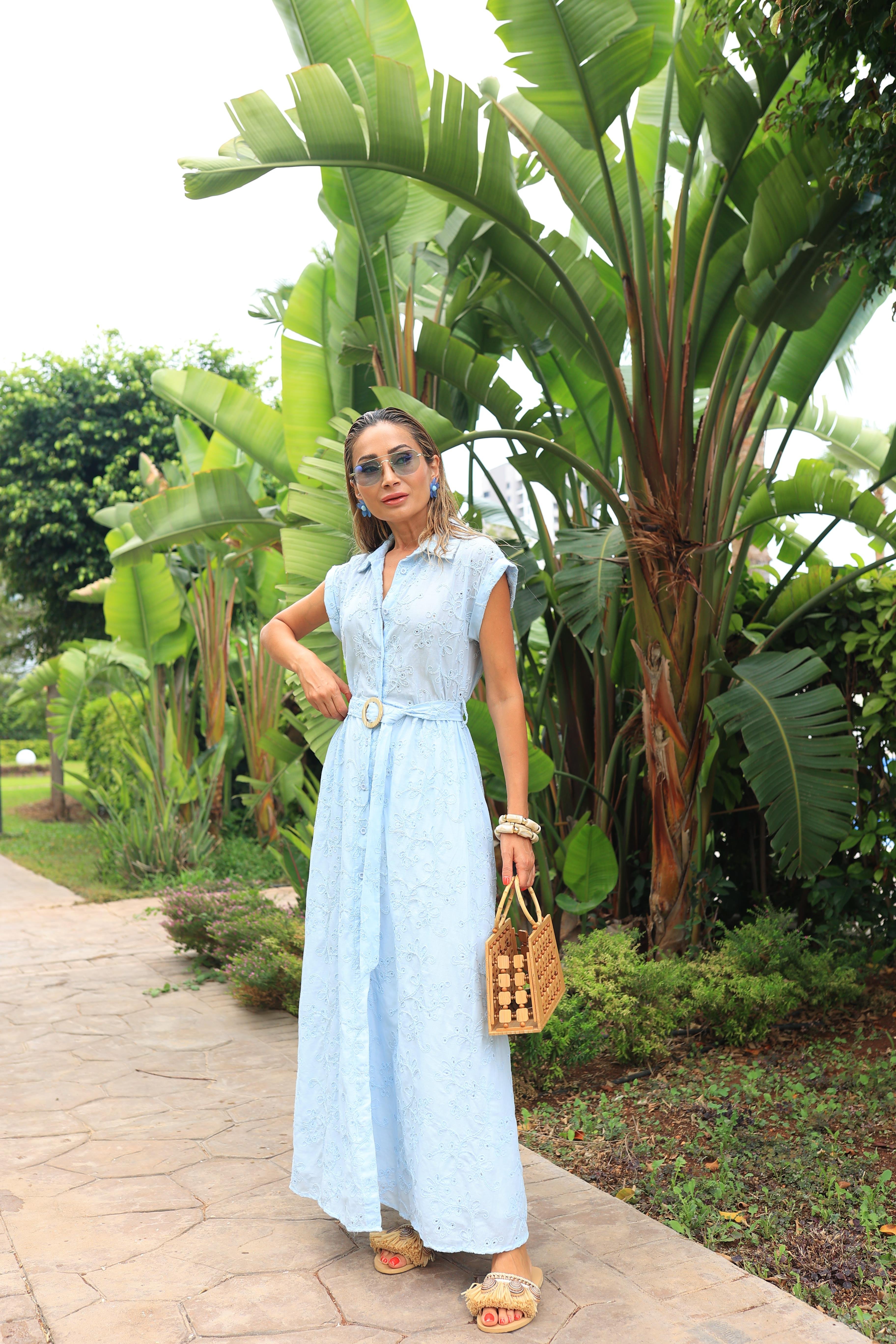 Beli Lastikli Mavi Fisto Elbise ELBİSE | NO33