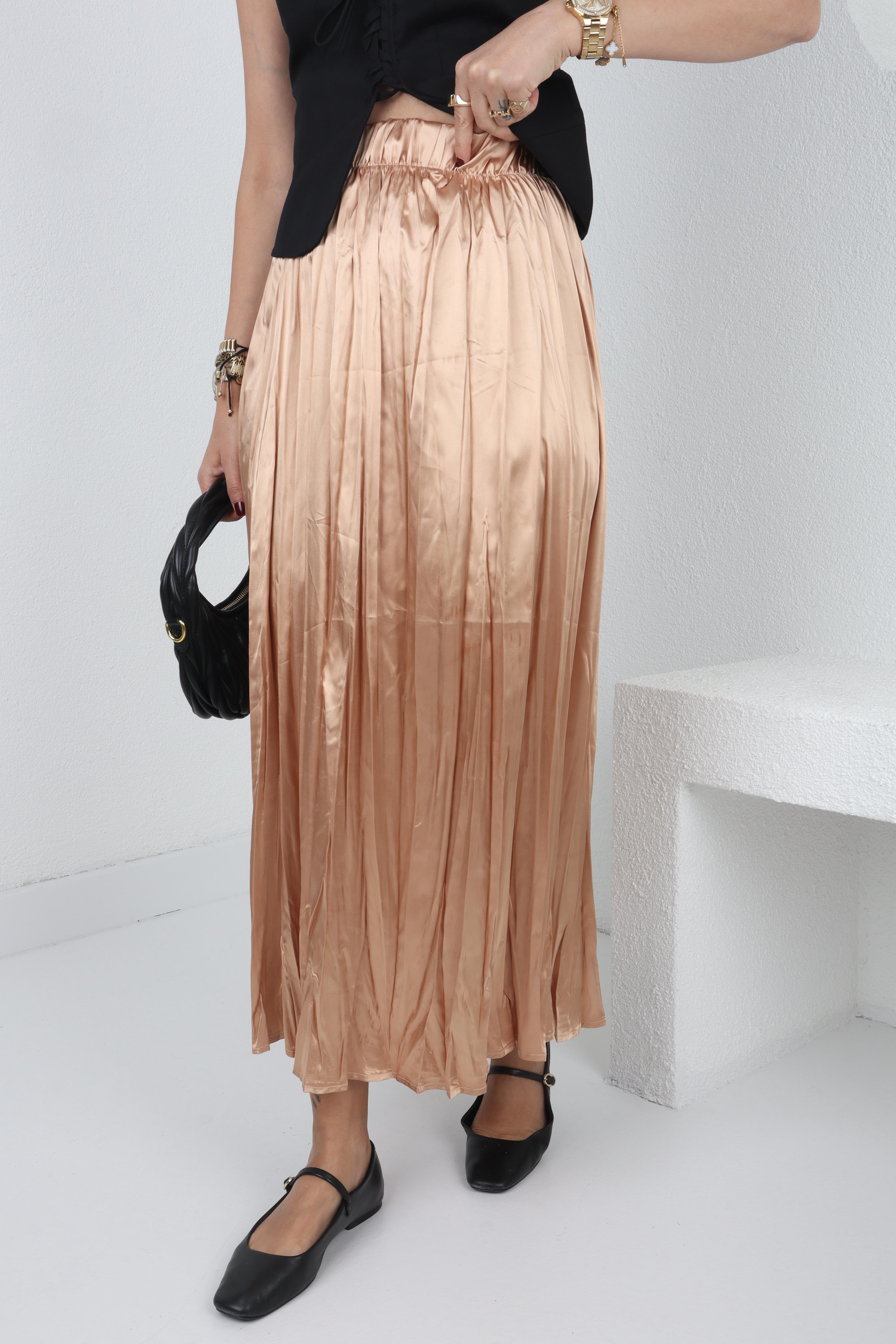 Beli Lastikli Pileli Camel Saten Etek ETEK