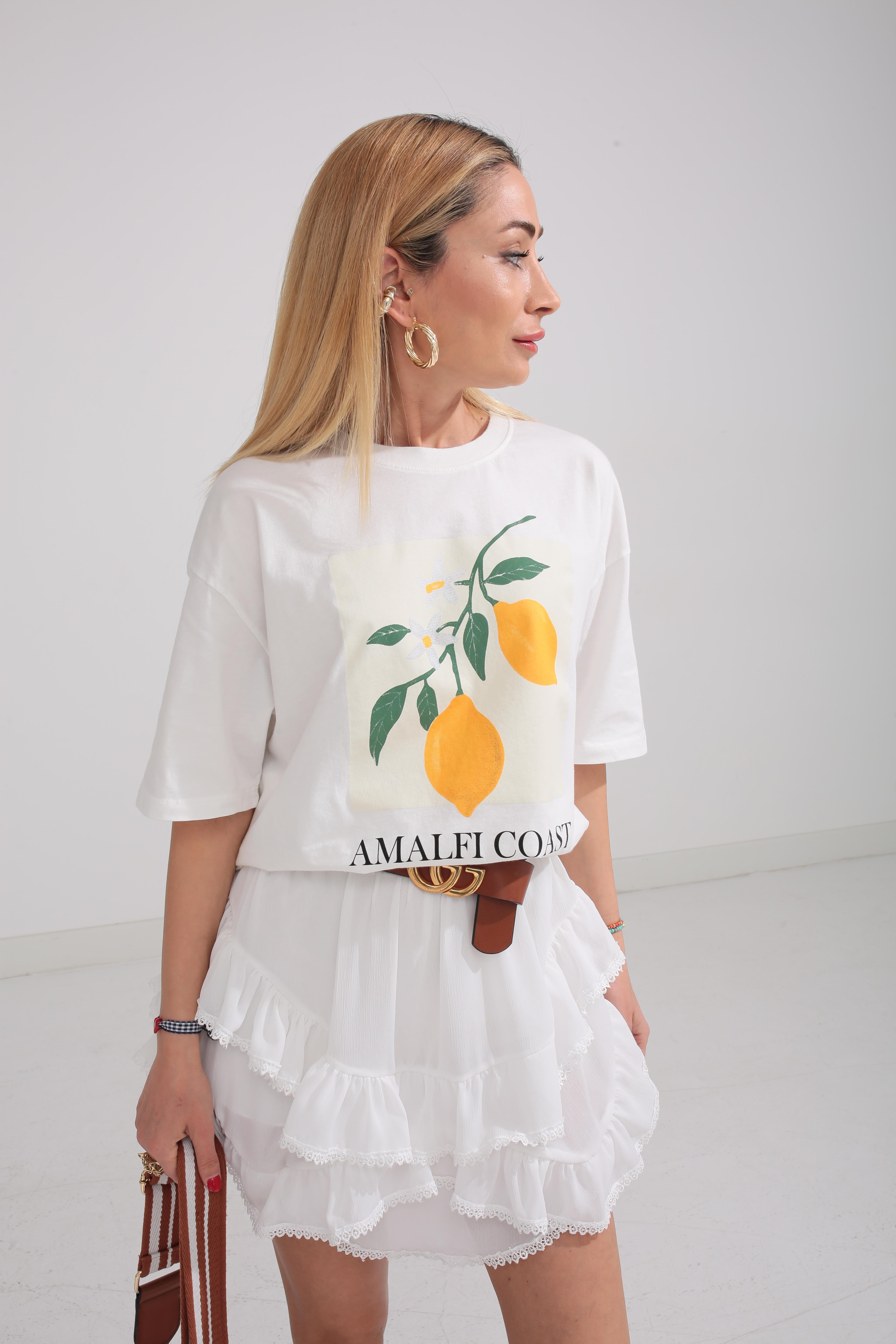 Beyaz Limon Baskılı Basic Tshirt T-SHİRT | NO33