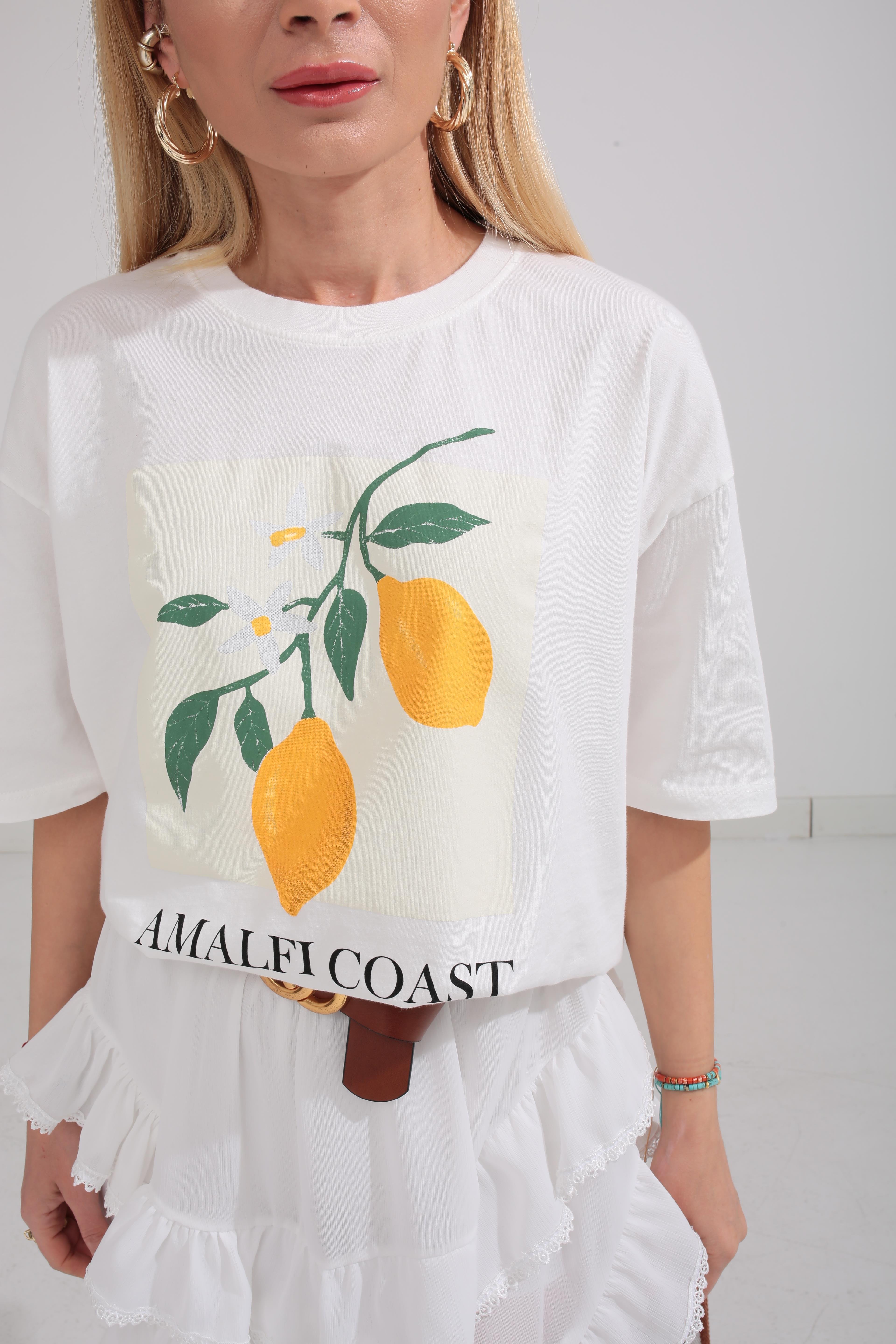 Beyaz Limon Baskılı Basic Tshirt T-SHİRT | NO33
