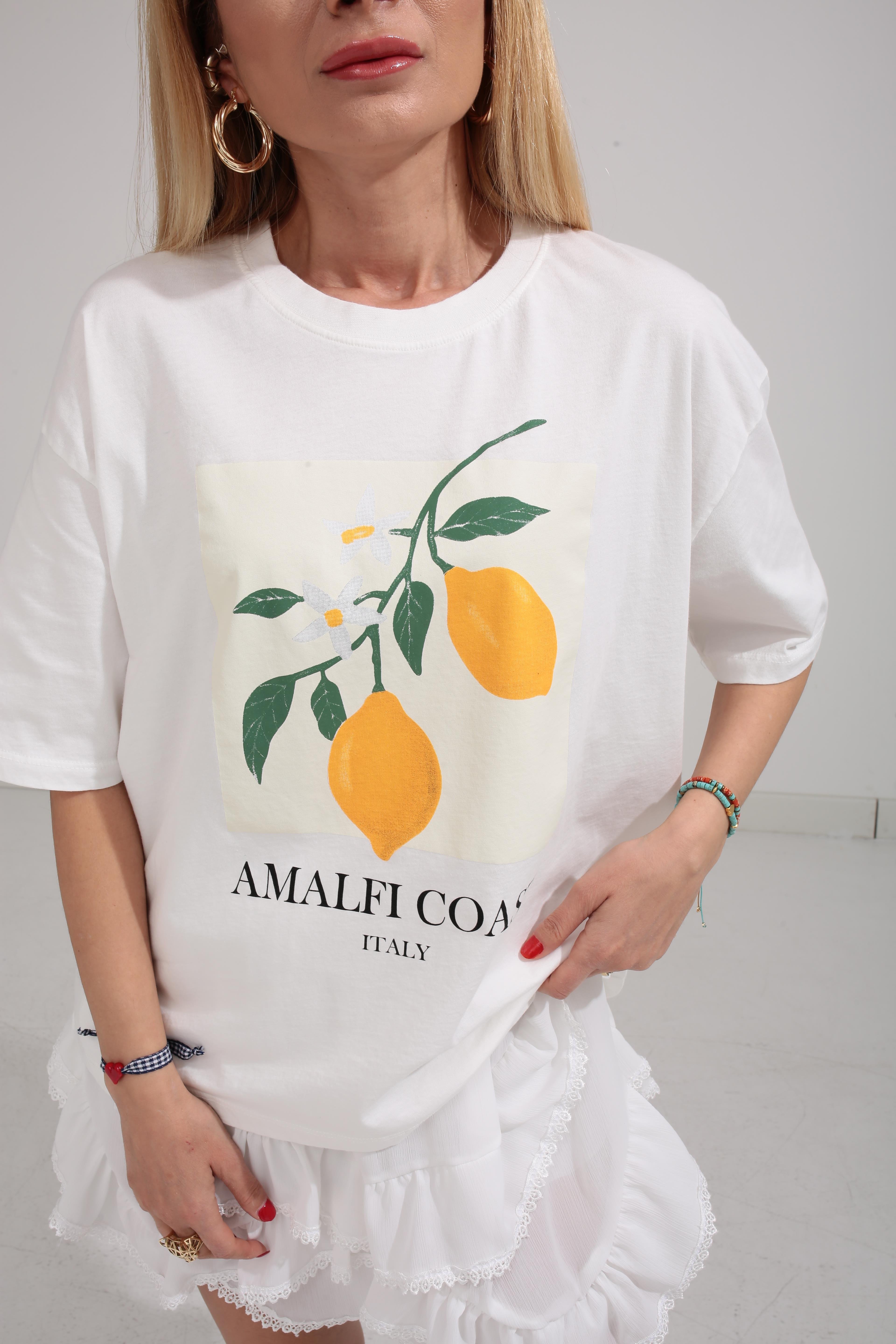 Beyaz Limon Baskılı Basic Tshirt T-SHİRT | NO33