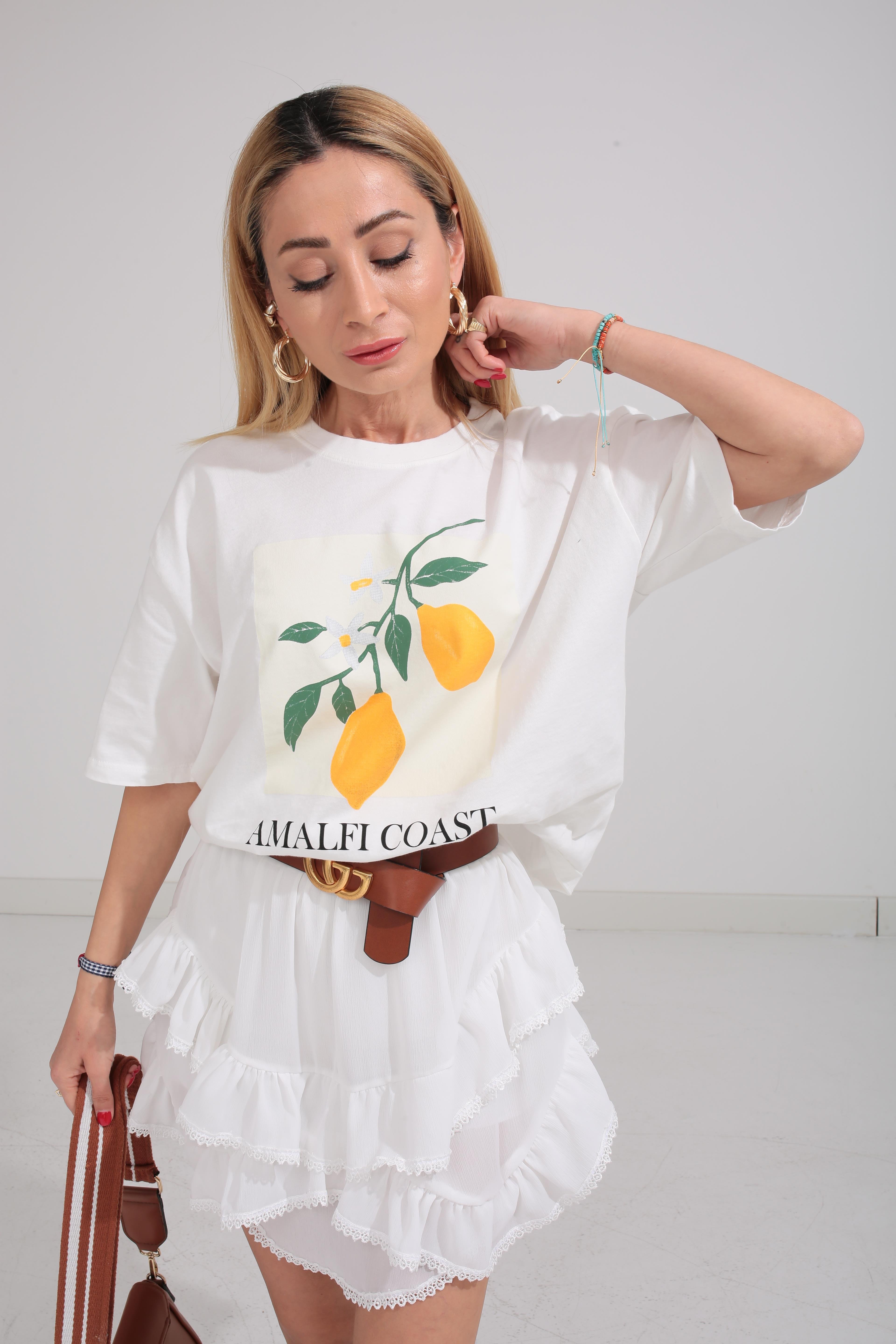Beyaz Limon Baskılı Basic Tshirt T-SHİRT | NO33