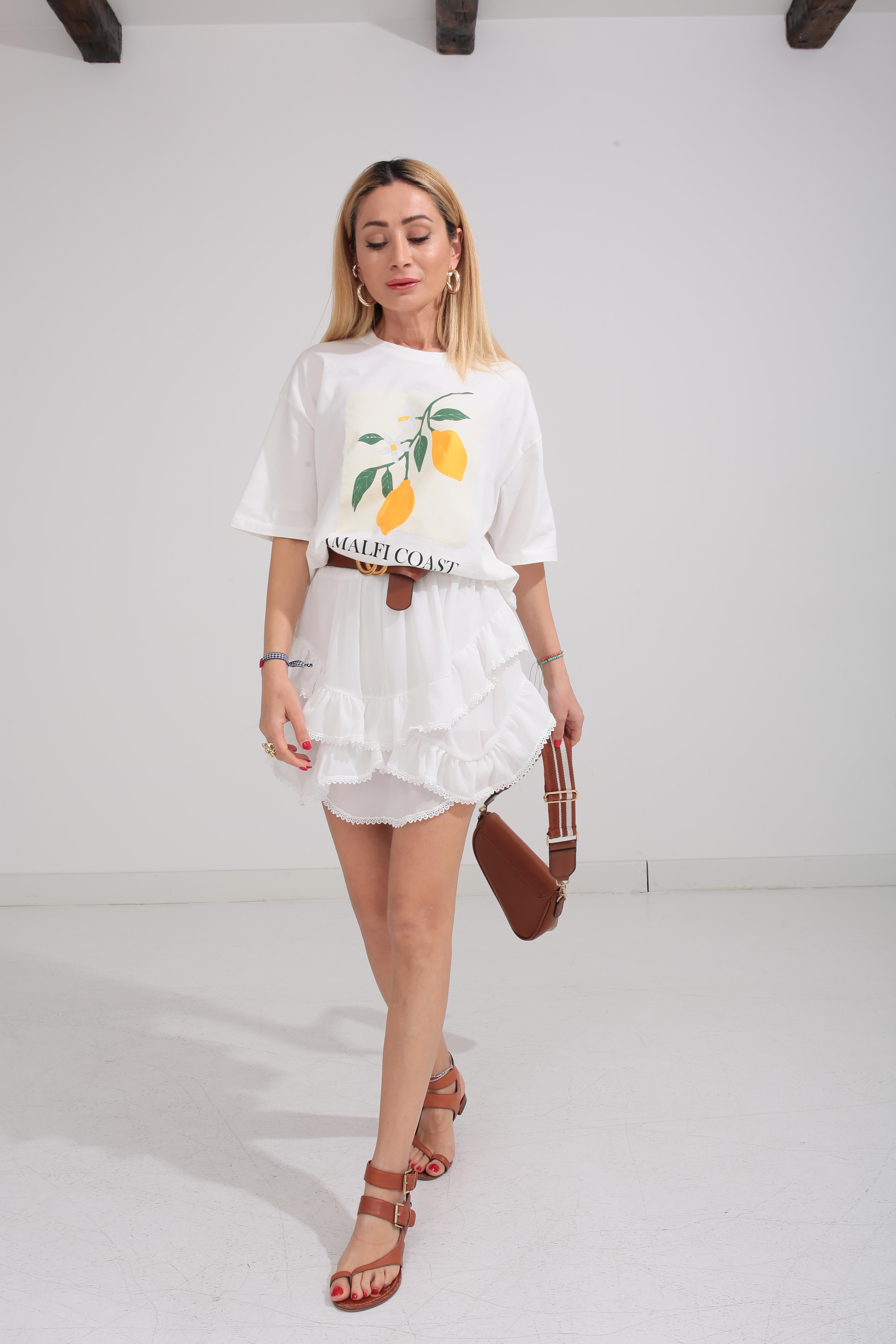 Beyaz Limon Baskılı Basic Tshirt T-SHİRT | NO33