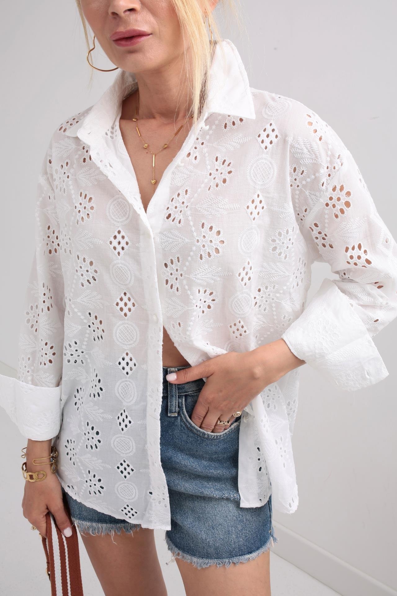 Beyaz Oversize Fisto Gömlek GÖMLEK | NO33