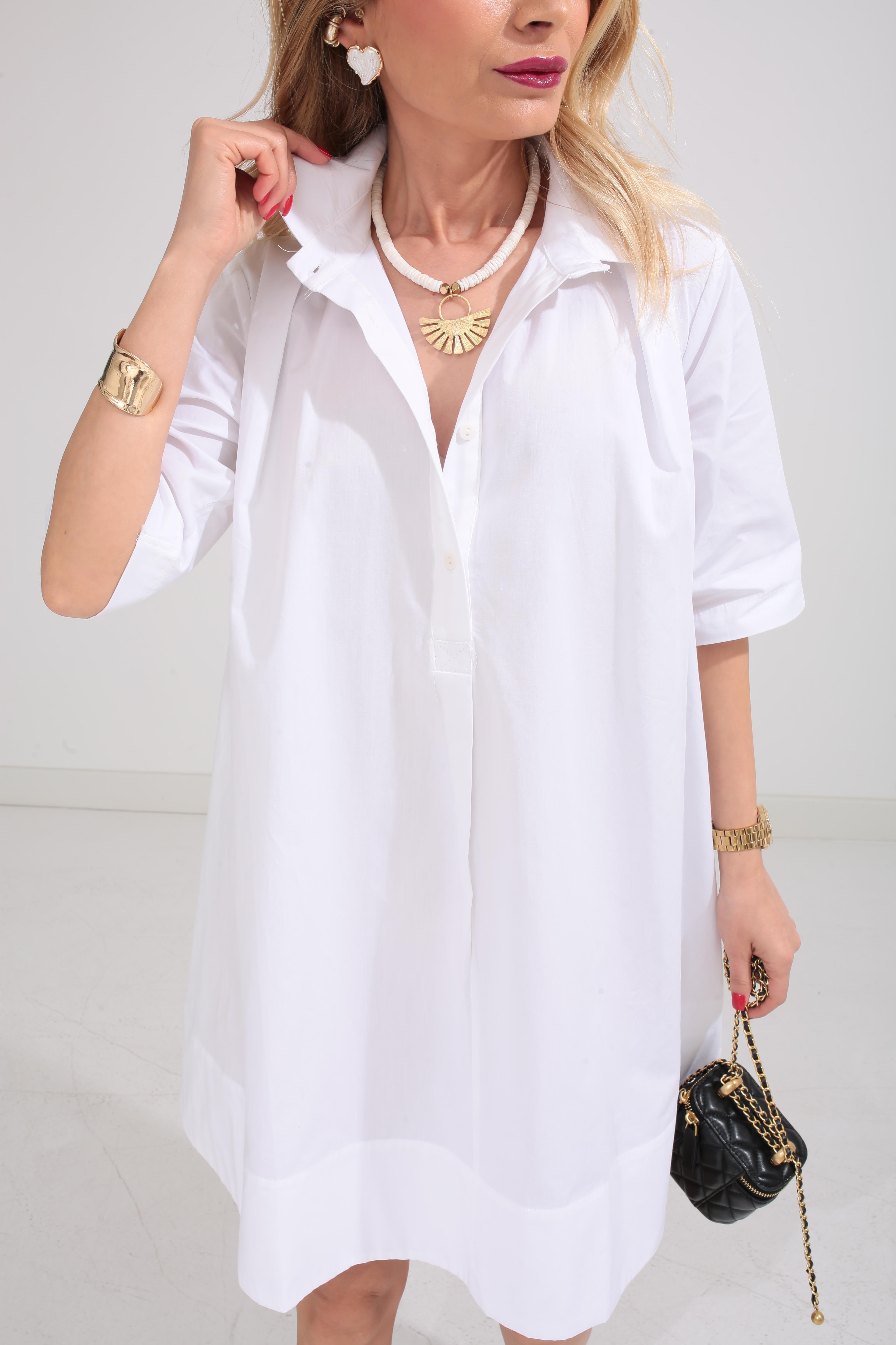 Beyaz Oversize Gömlek Elbise ELBİSE | NO33